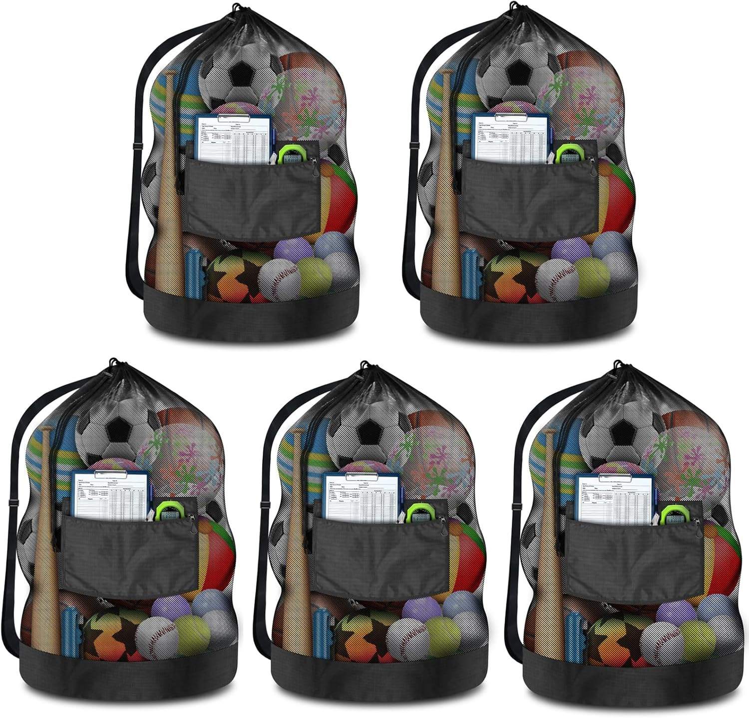 Heavy Duty Soccer Ball Net Bag(100L Extra Large Capacity 10-12Balls), Drawstring