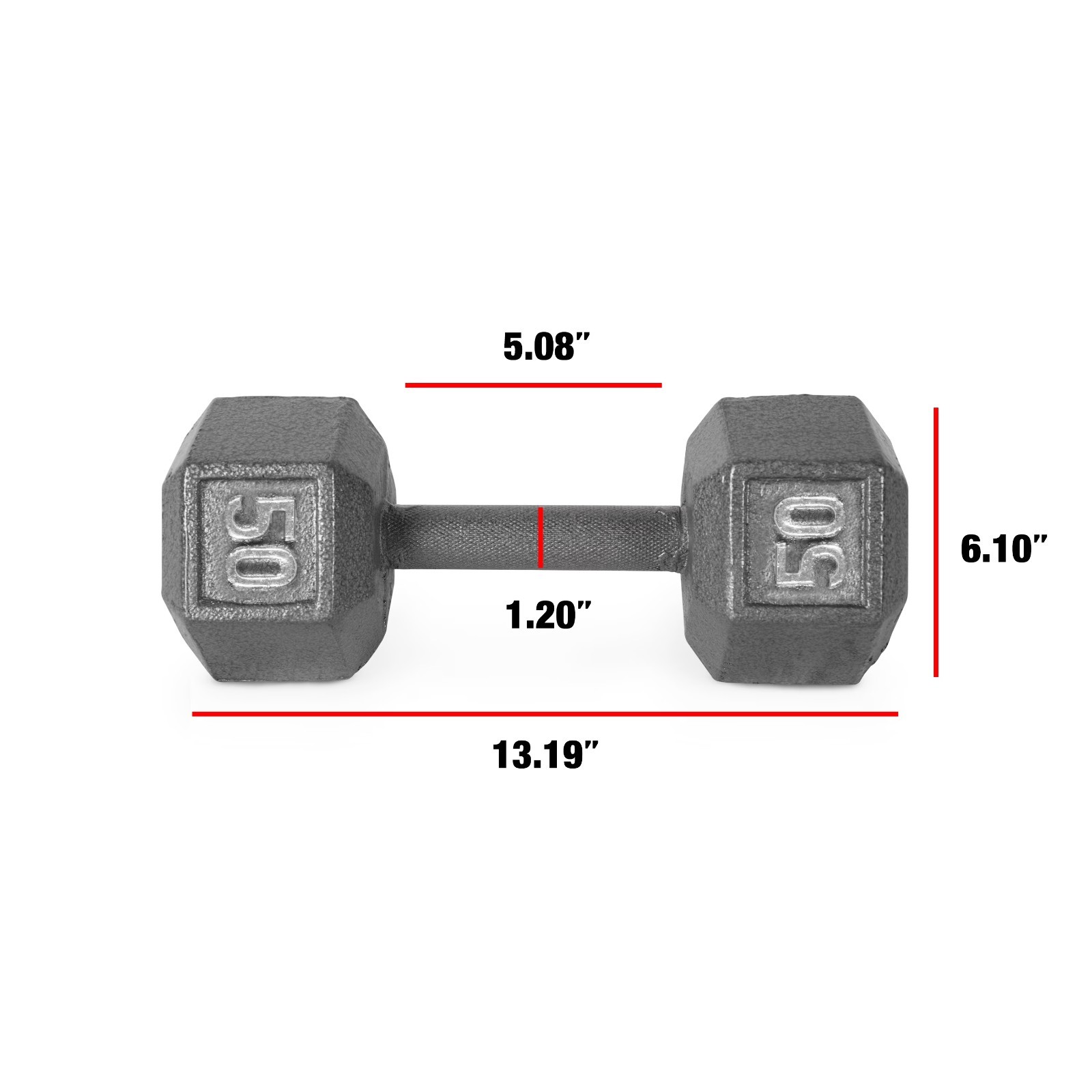 CAP Barbell 50lb Cast Iron Hex Dumbbell, Single