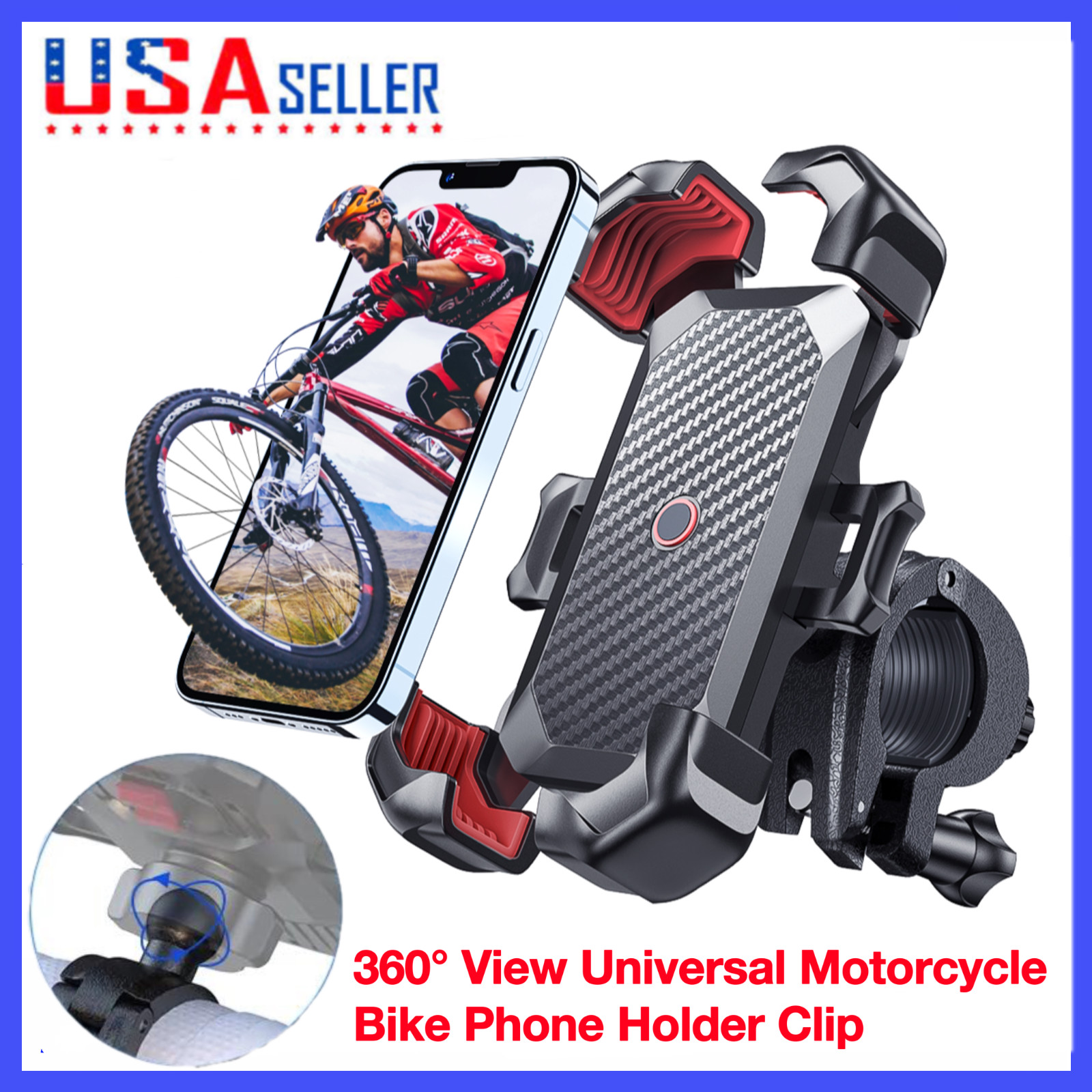 Motorcycle Phone Mount Auto Lock 100mph Military Anti-Shake Bike Phone Holder