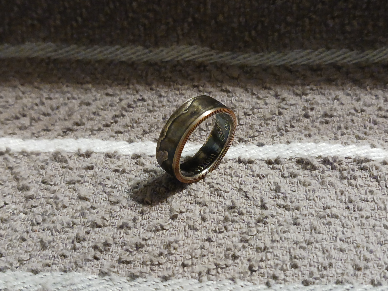 Kansas Handcrafted Washington Quarters coin ring, size 7 1/2 2005