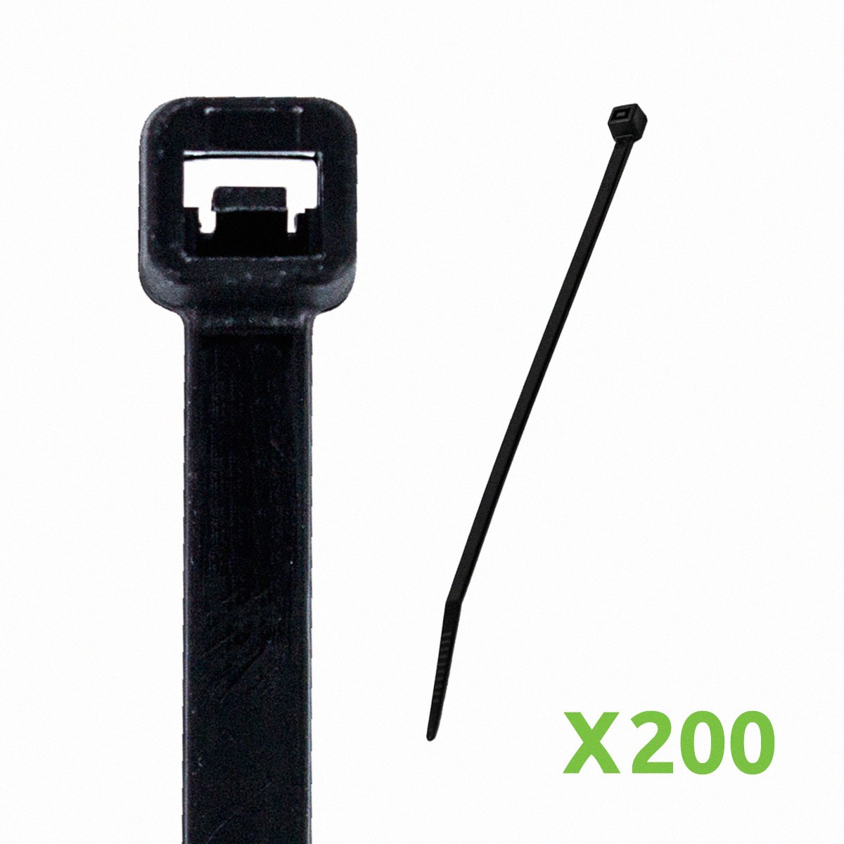 10 Inch Nylon UV Resistant Cable Wire Zip Tie 120 lbs Black 200 Pack Lot Pcs Qty