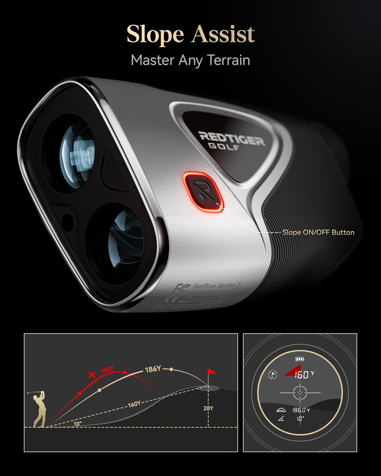 REDTIGER Range Finder Golf, 1200 Yards Golf Rangefinder with Slope, Light-Ada...