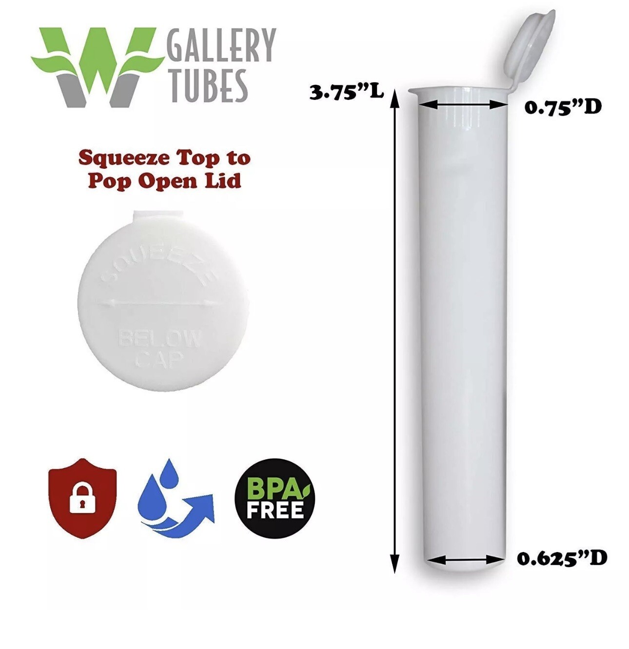 W Gallery 50 White 98mm Open Cap Pop Top Tubes