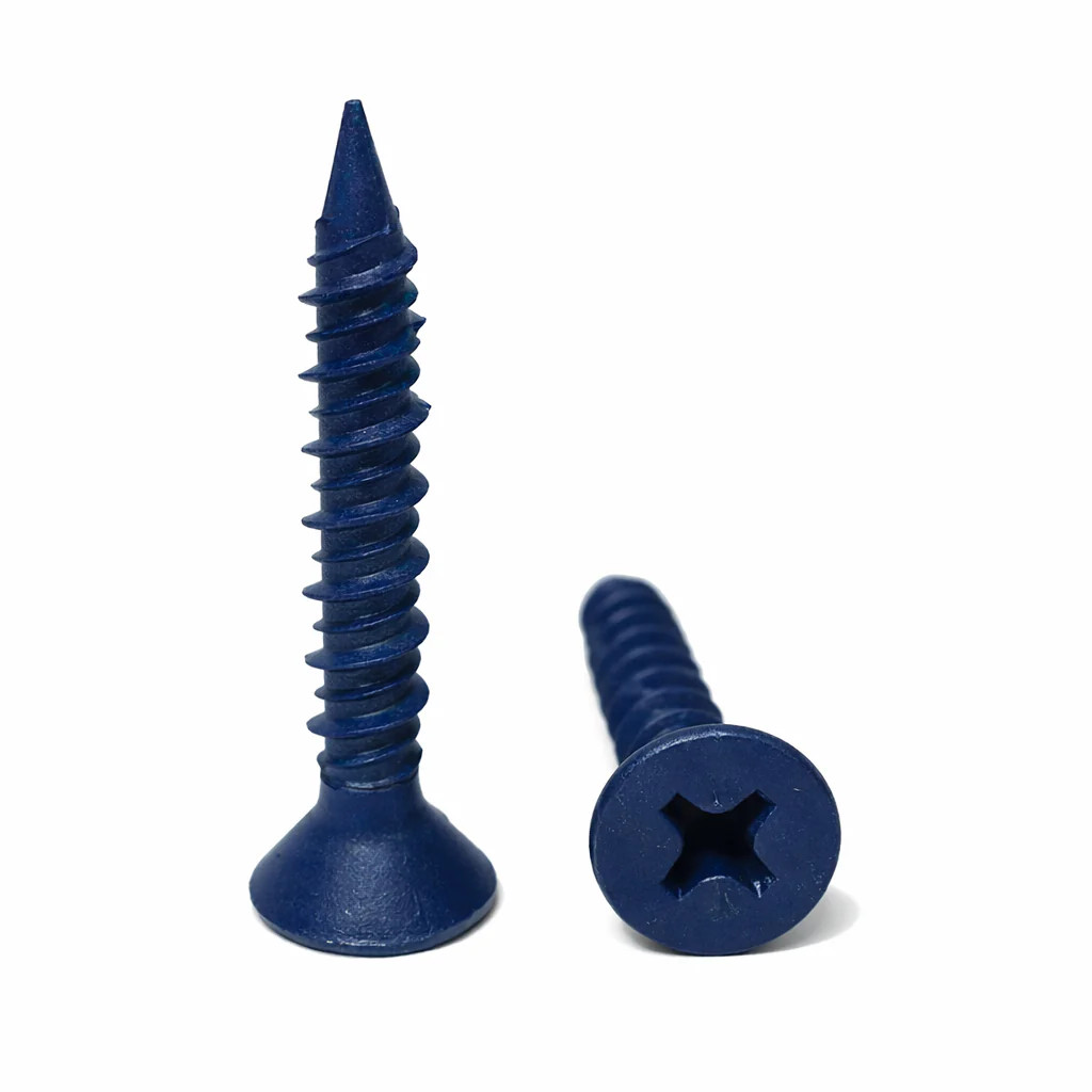 BULK BOX! 1/4"x3 1/4" Flat Phillips Commercial Concrete Screws Blue 900pcs