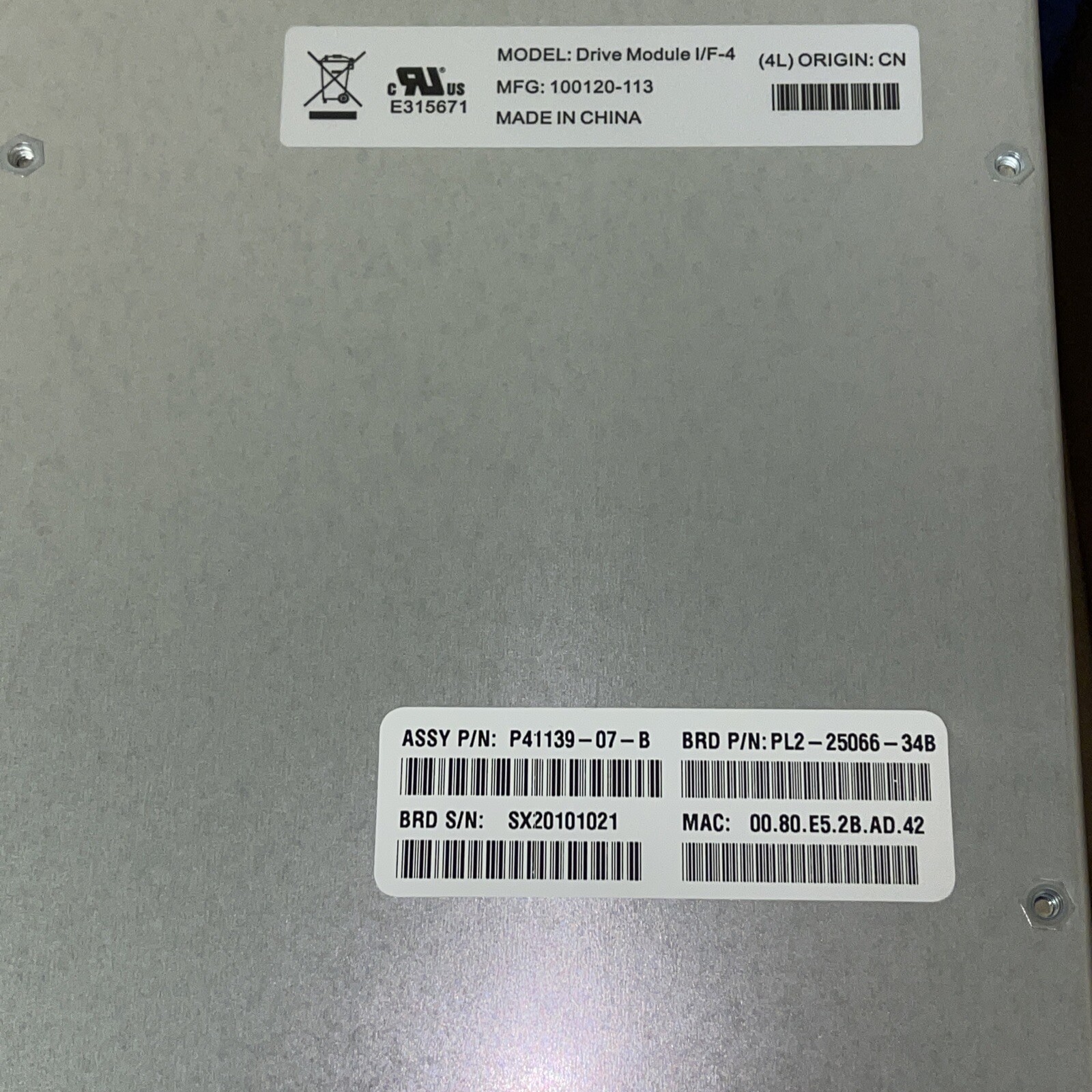 NetApp PN:E2600A-2GB-R6 CONTROLLER DRIVE MODULE I/F-4 100120-113