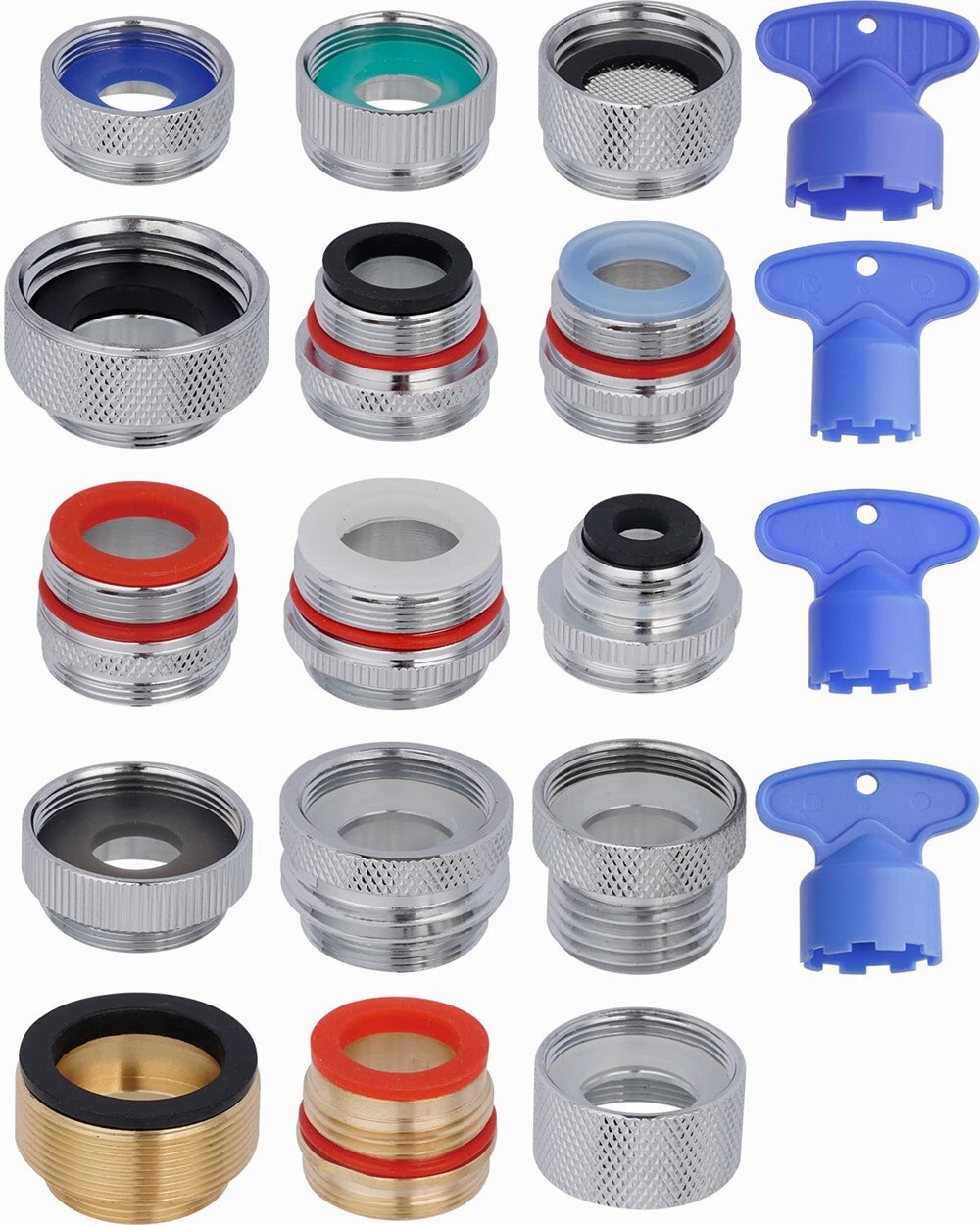 15 Pieces Faucet Adapter Kit,Brass Aerator Adapter Set Faucet Sink -Male/ Female