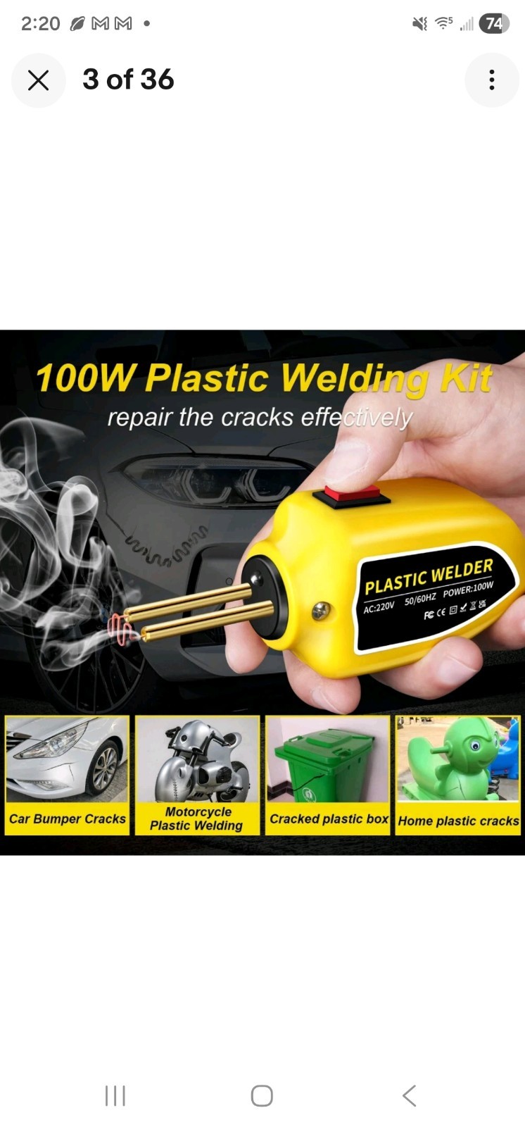 Plastic Welding Gun Kit with Tools 100W