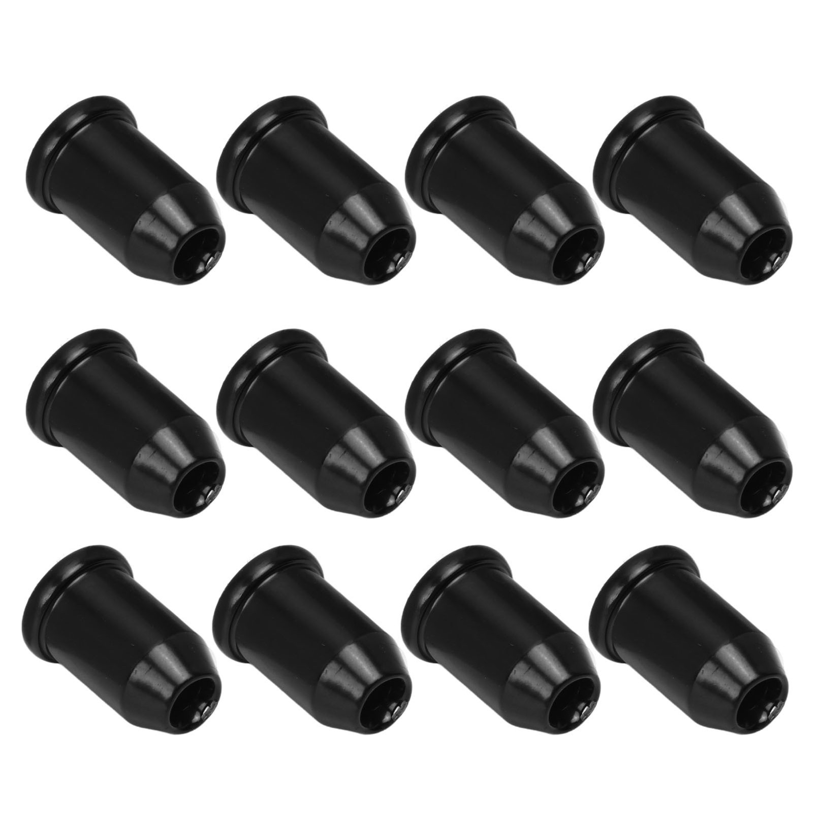 (Black)12x Guitar Ferrules String Cap Mounting Buckle Through Body Bushing ECA