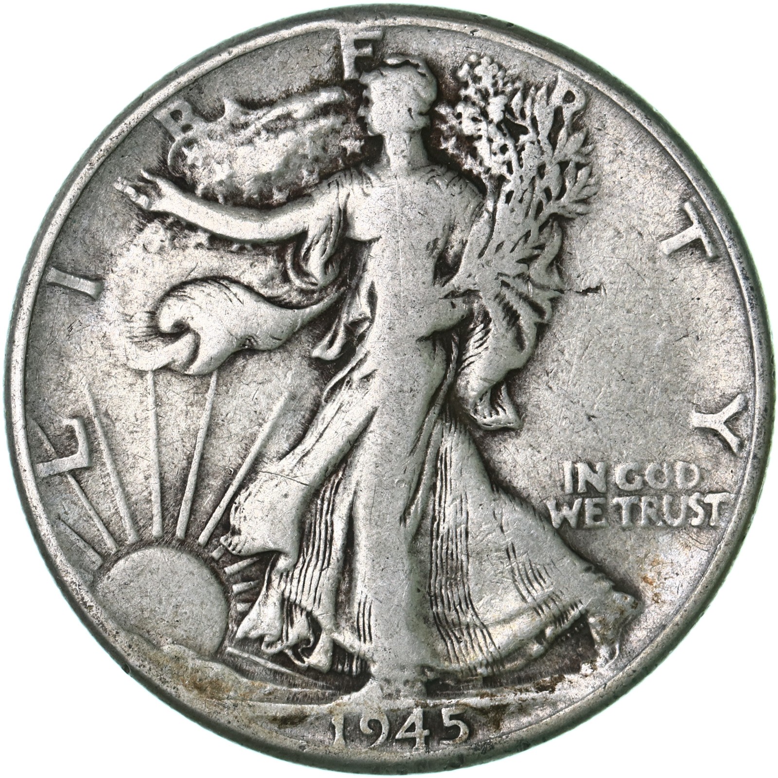 1945 (P) Walking Liberty Half Dollar Fine 90% Silver