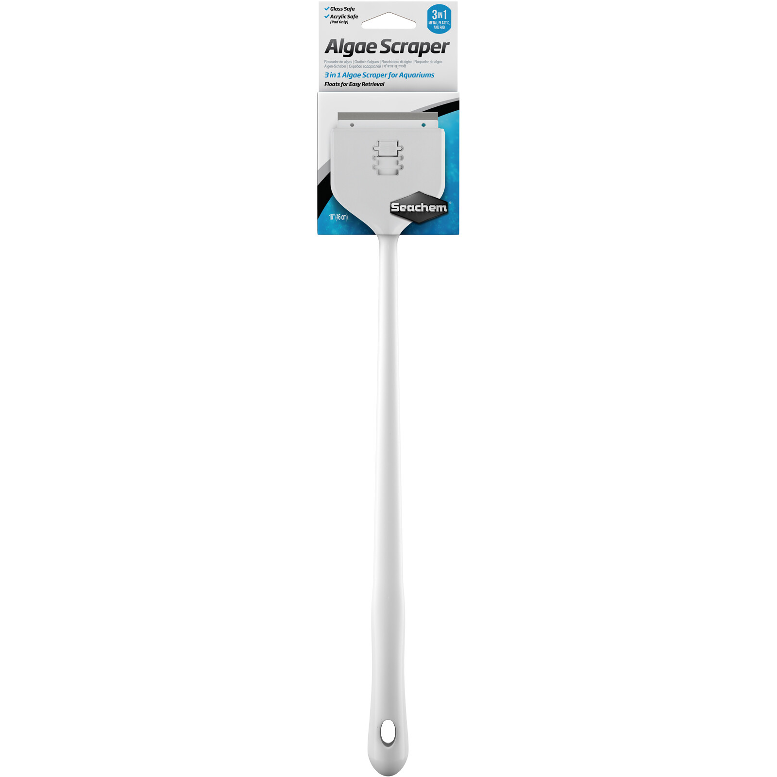 Seachem Algae Scraper 18" inch 3 in 1 Algae Scraper for Glass & Acrylic Aquarium
