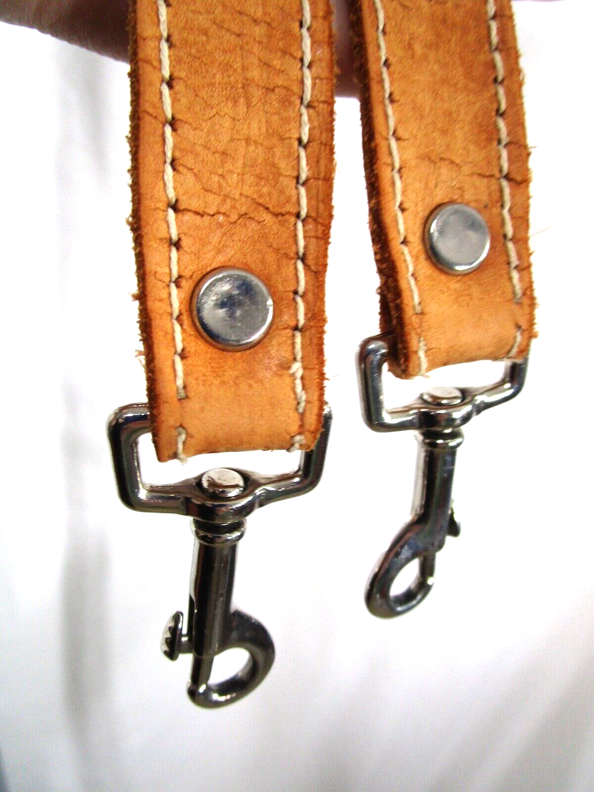Natural Tan Distressed Leather Silver Hardware Long Replacement Shoulder Strap