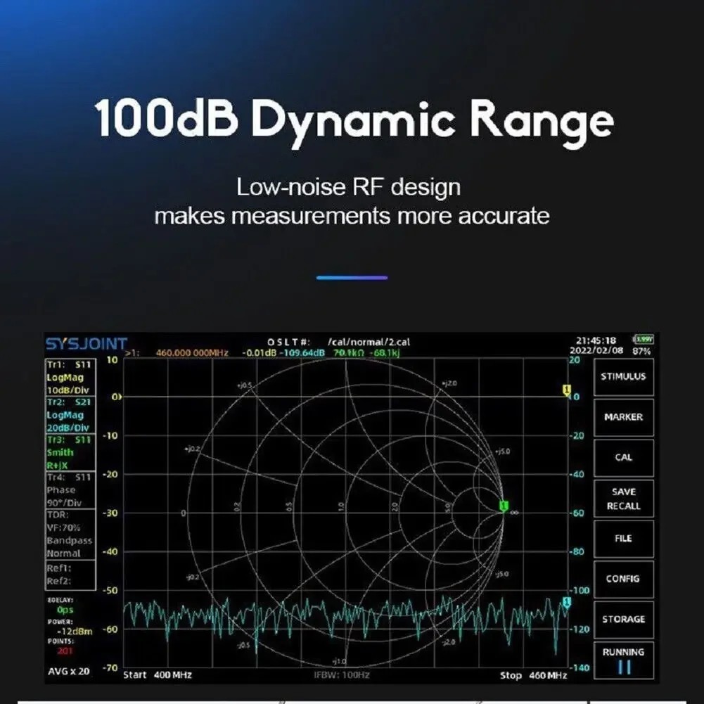 HTOOL SV4401A 50KHz-4.4GHz Vector Network Analyzer 100dB Dynamic VNA 7-inch