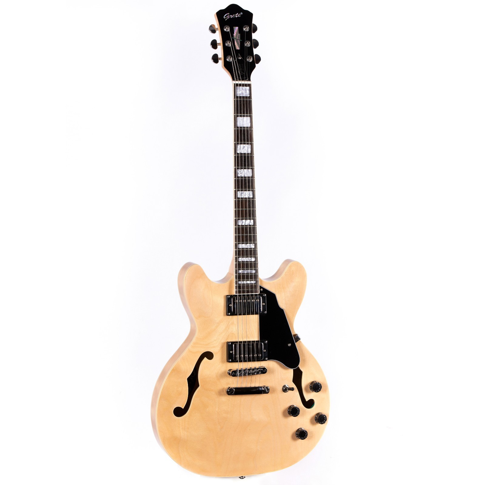 GT335 Style Jazz Electric Guitar Semi-Hollow F-Hole HH Pickups Natural wood colo