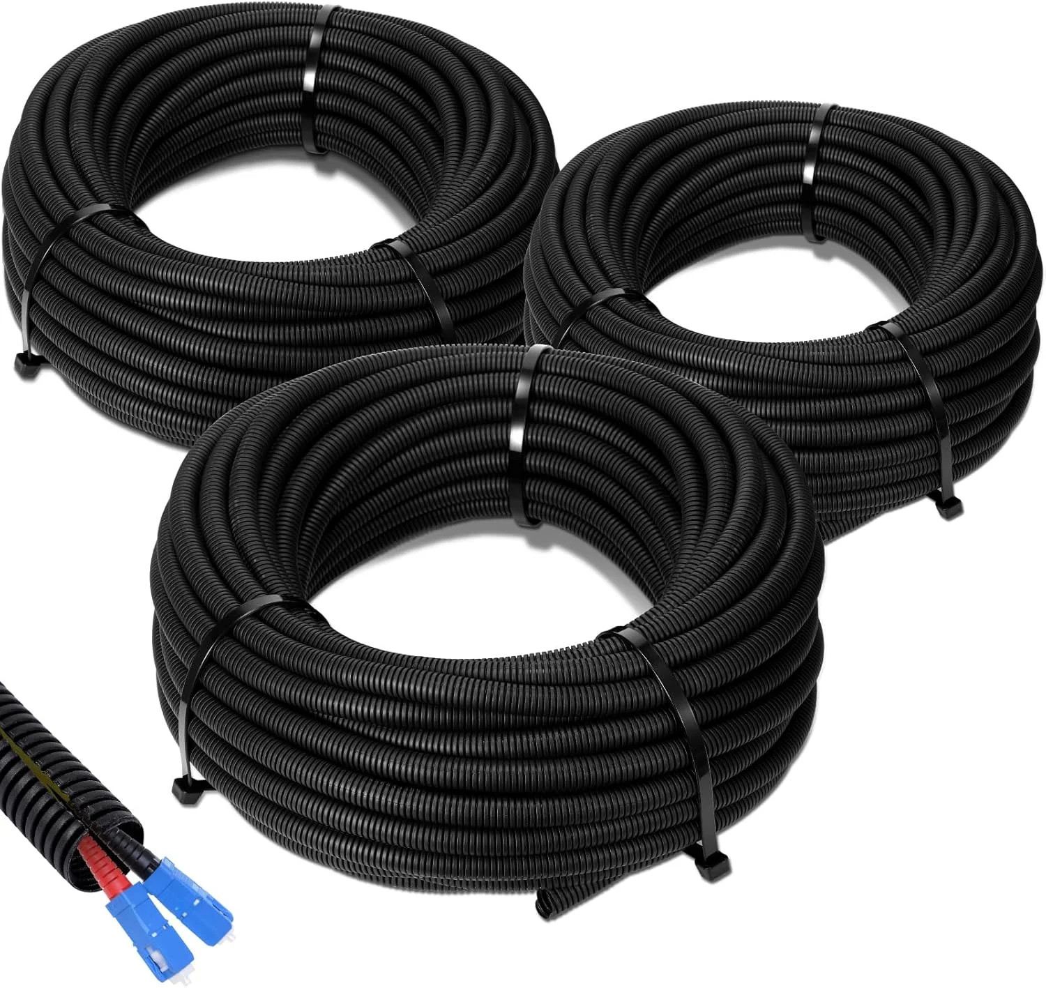 Sasylvia 1/4", 1/2", 3/8" x 25 Ft Split Wire Loom Tubing Wire Loom Assortment Sp
