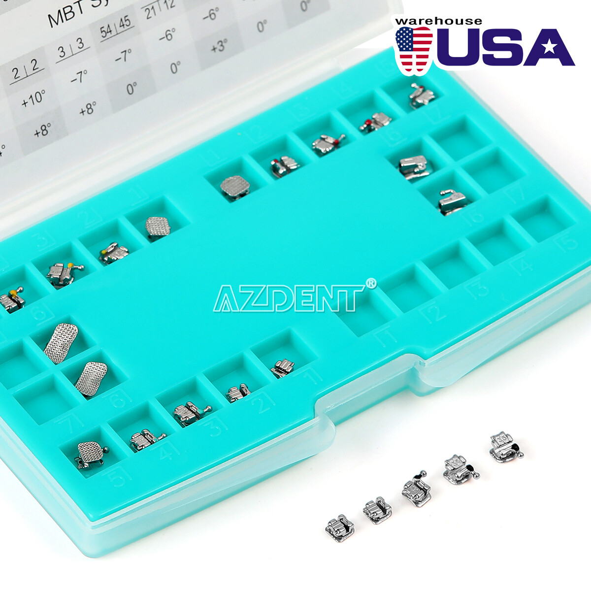 Dental Orthodontic Self Ligating Brackets Braces Roth / MBT 022 Hook 345 AZDENT