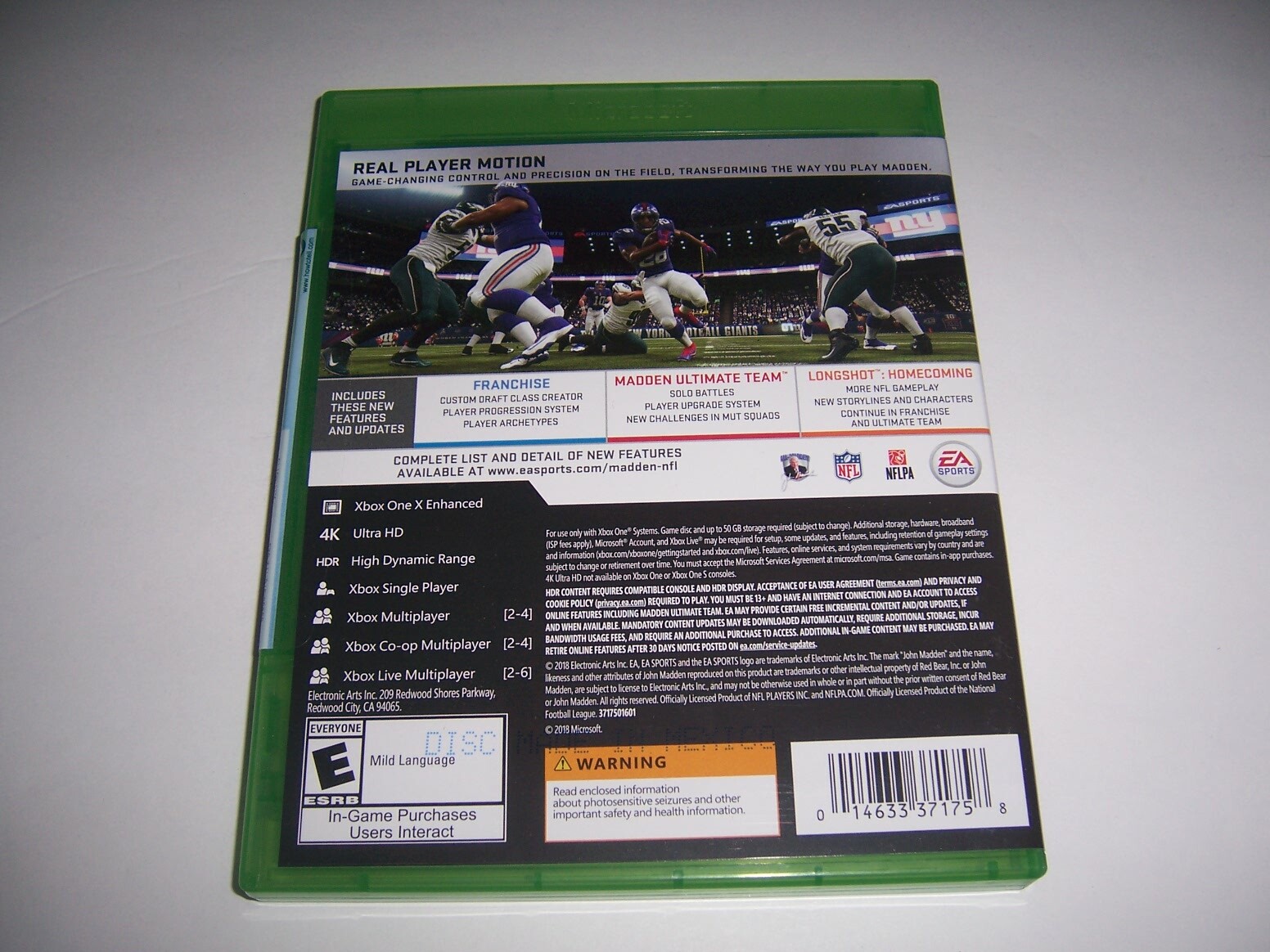 Original Box Case Replacement Microsoft Xbox One XB1 Madden 19 2019