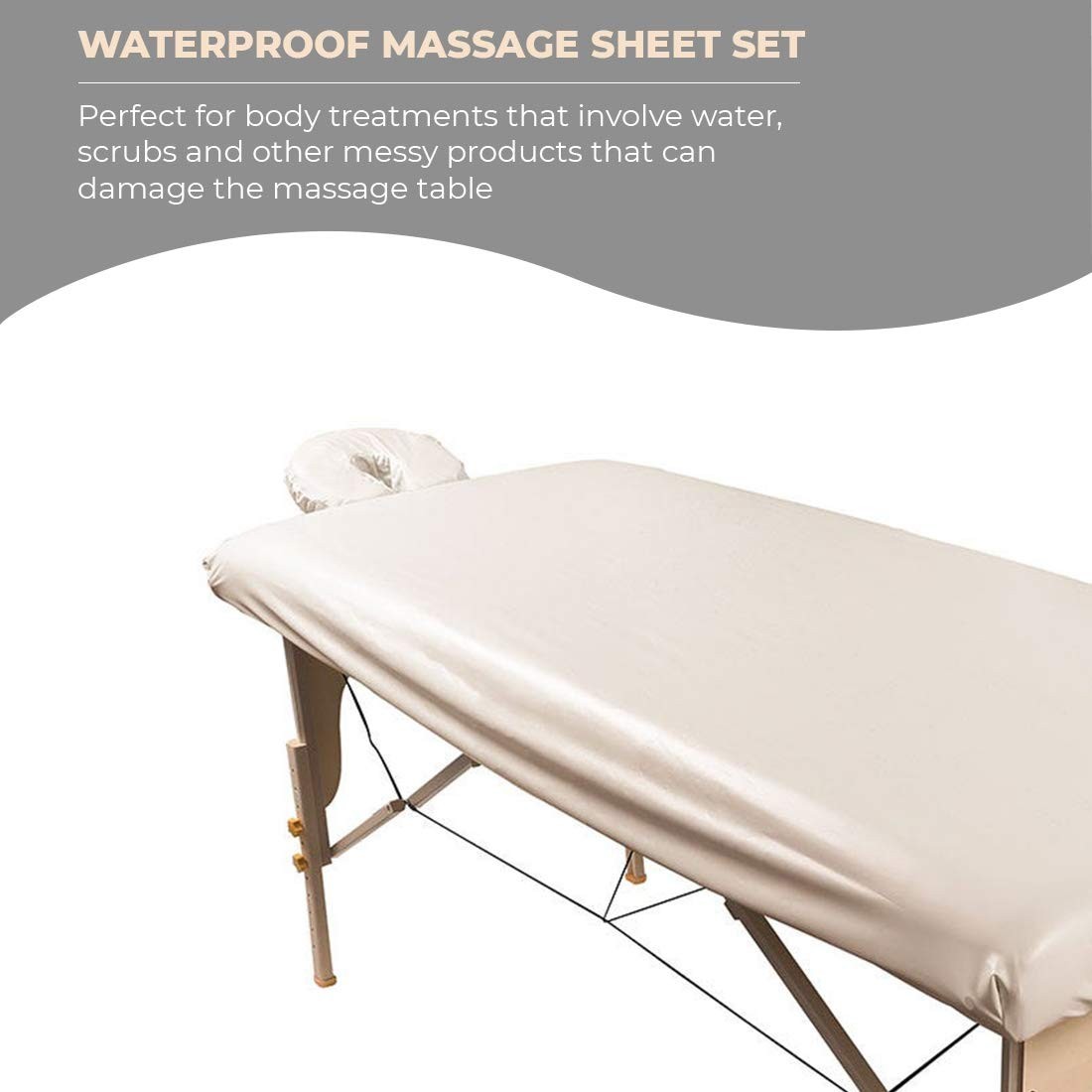 Natural Waterproof Massage Table Sheet Set - Machine Washable & Protective