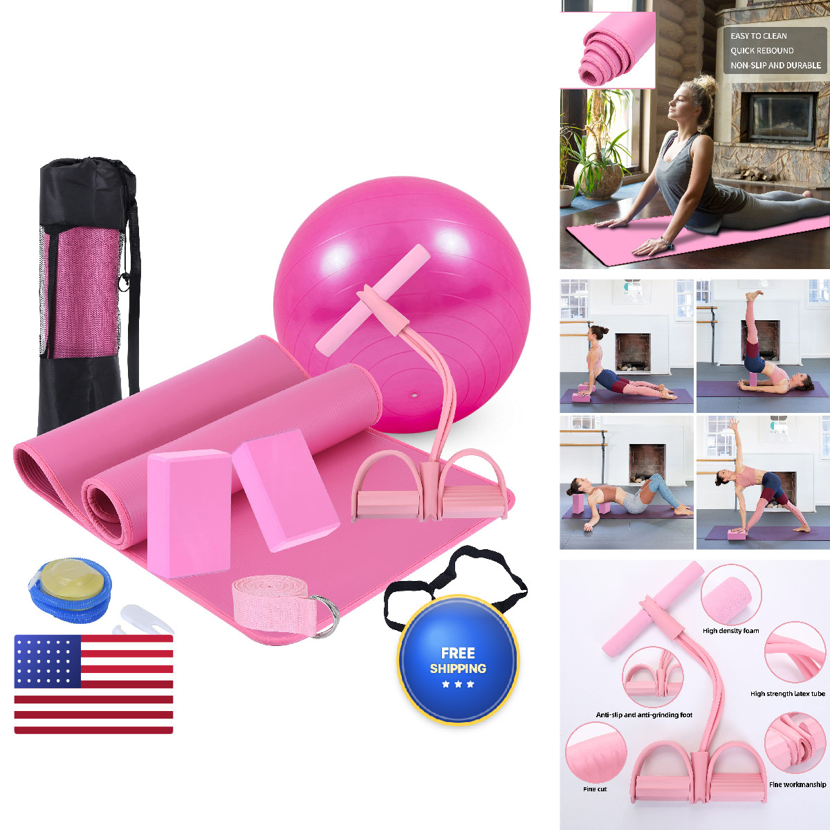 Kxexk Yoga Mat Set For Beginnersyoga Mat Carrying Strapyoga Blocks 2 Pack Yoga