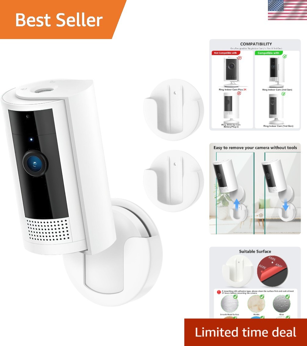 Flexible No-Drill Wall Mount for Ring Indoor Cam - Damage-Free and Quick Setup