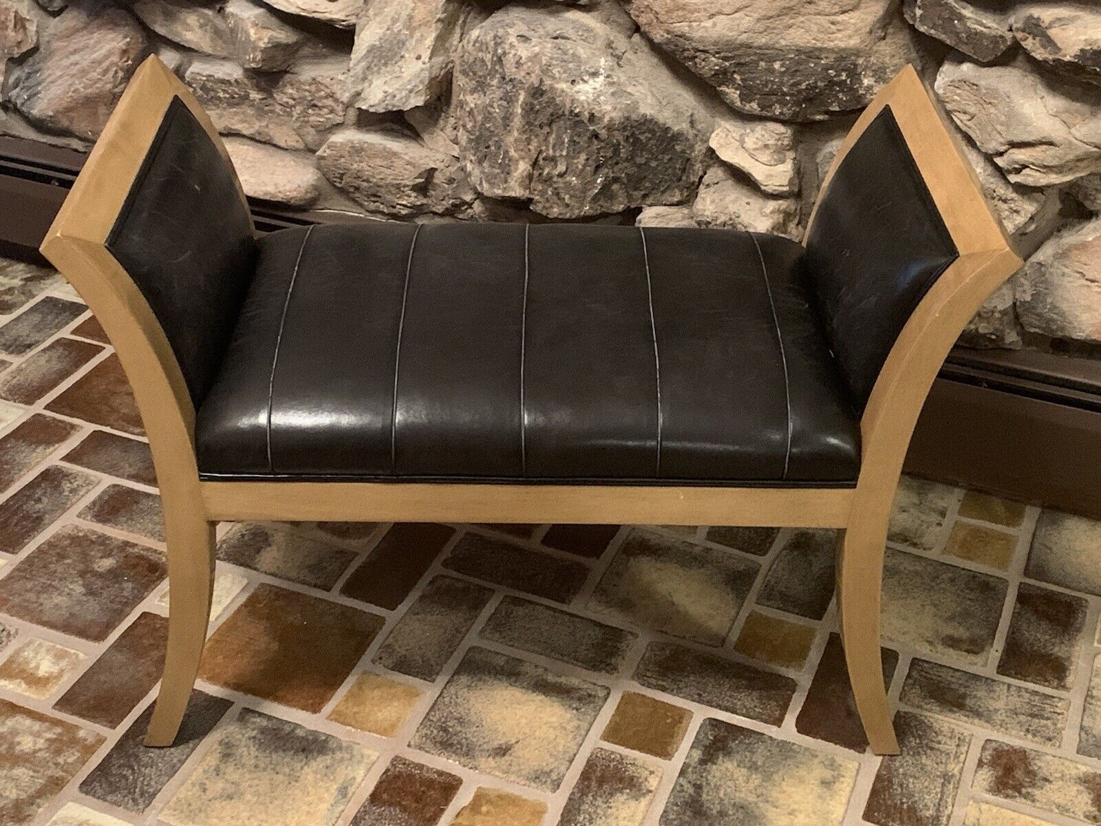 J Robert Scott Sally Sirkin Lewis Leather Essex Entryway Bench Chair Seat Hall