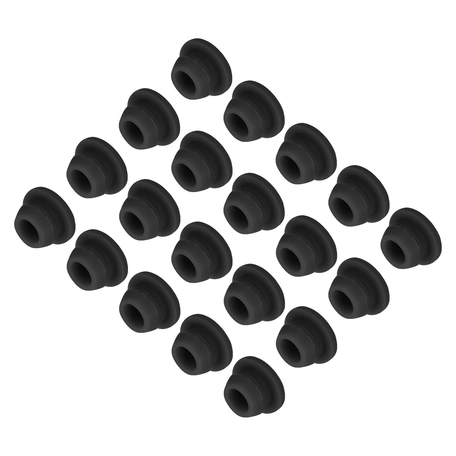 20pcs Silicone Snap in Locking Hole Plugs,7.5mm Narrow Groove 2mm Black