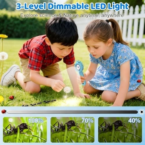 Portable Microscope for Kids & Toddlers, Mini Pocket Handheld Microscope with...