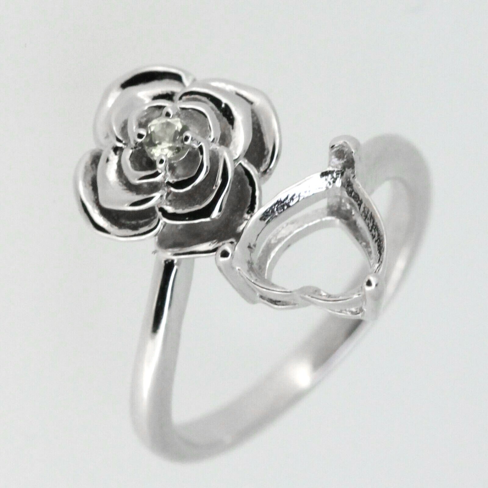 Sterling Silver Semi Mount Ring Setting Heart HT 8x8mm Love Design White Topaz