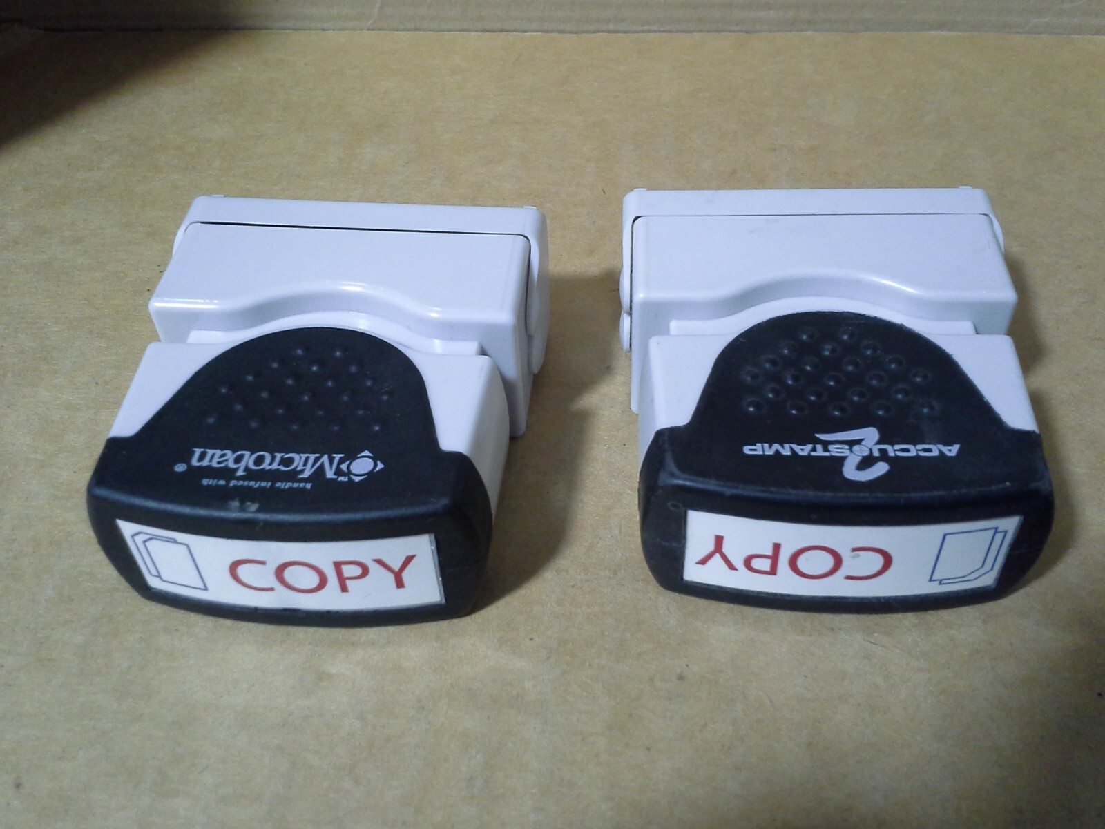2PC. Accustamp2 Shutter Message Stamp Copy Red/Blue . Working. Both Needs ink