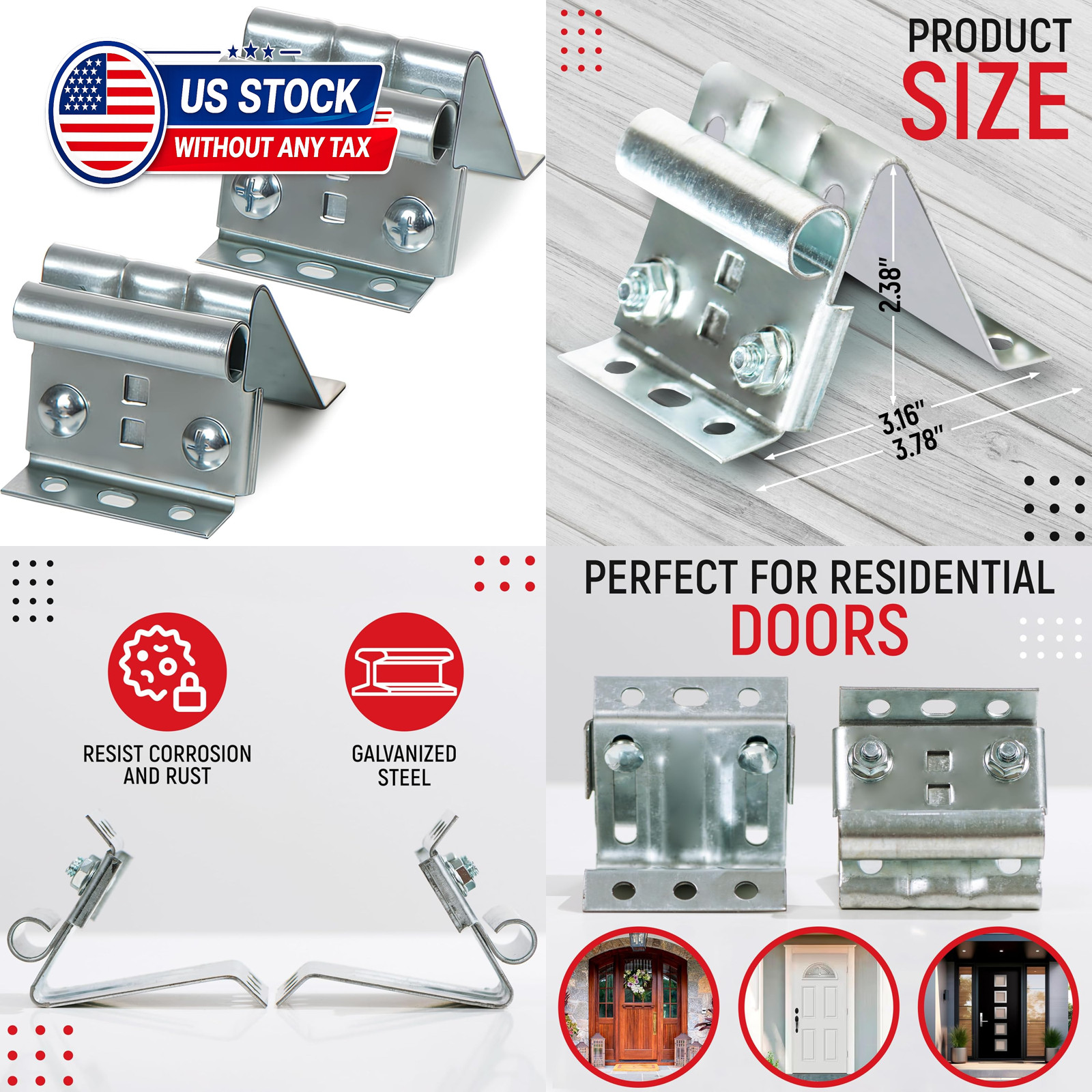 Garage Door Adjustable Top Bracket Galvanized Steel 7/16 Inch Roller Shafts 2