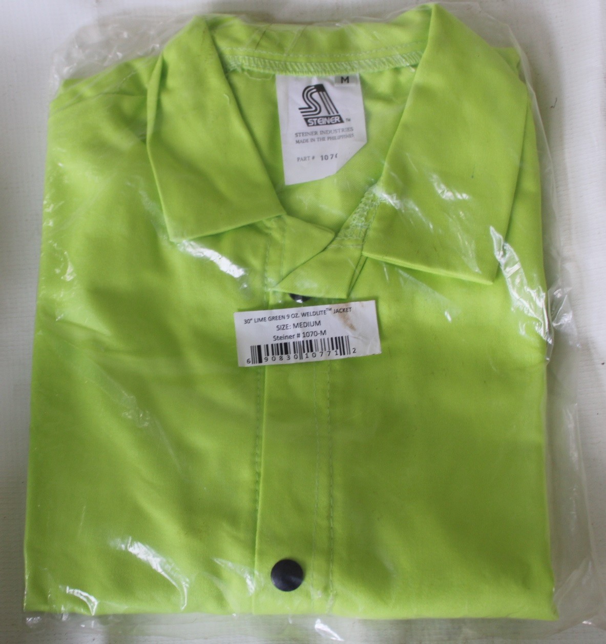 STEINER WELDLITE 9oz. FLAME RETARDANT 30" LIME GREEN JACKET, #1070 M Medium