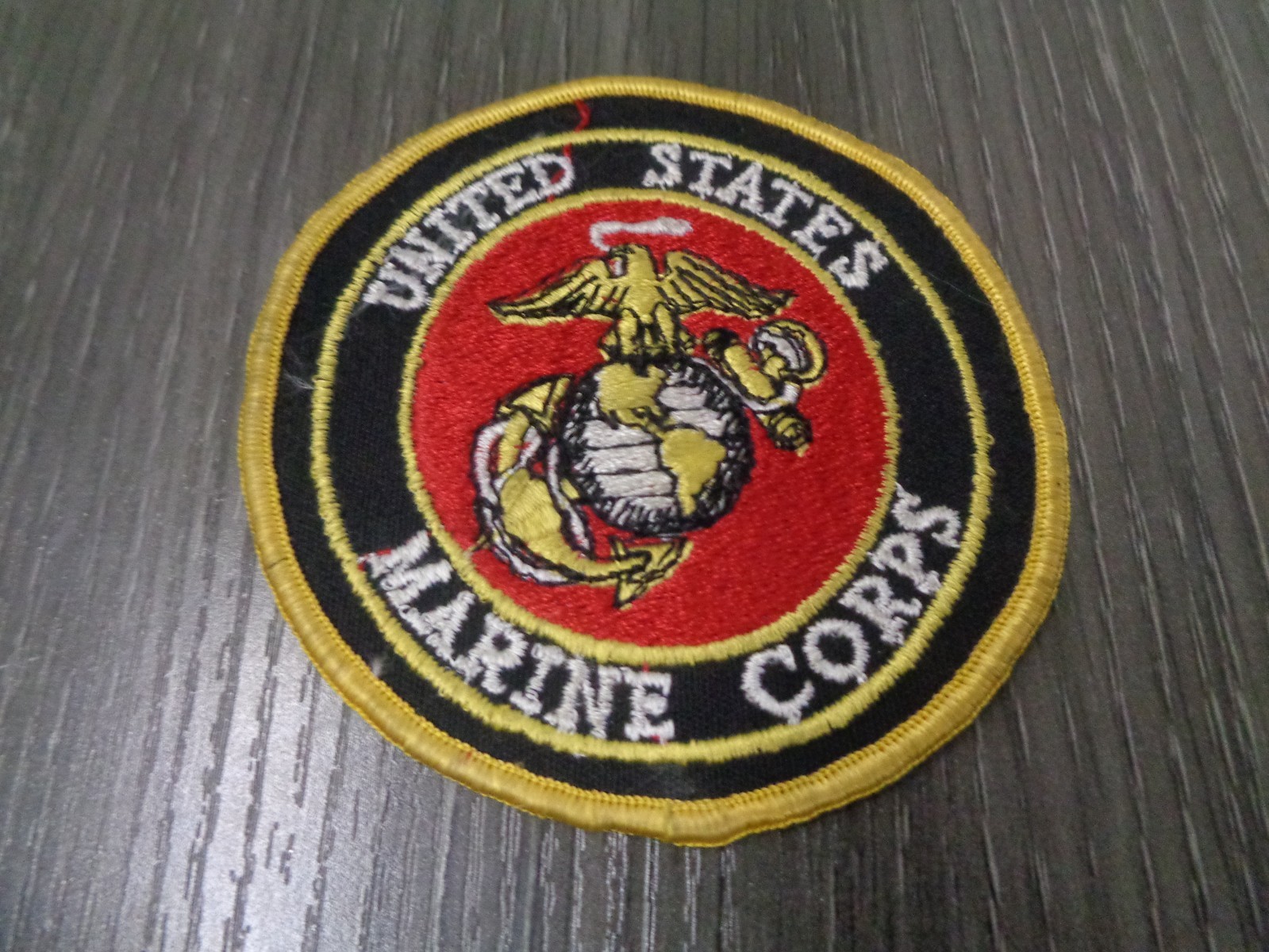 USMC Marine Corps Emblem BLACK GOLD COLOR 4" Round patch LARGE VINTAGE