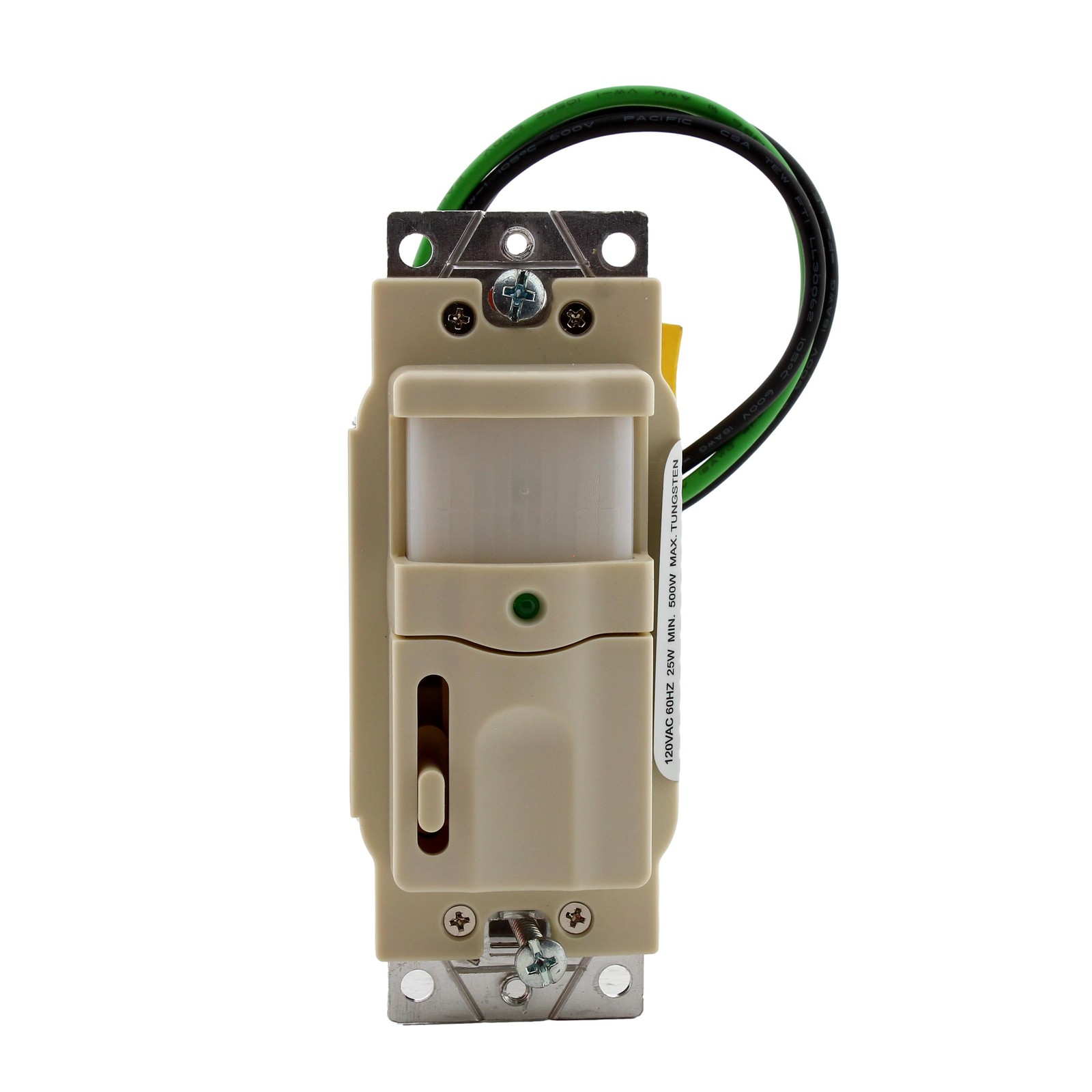 Hubbell RMS120ILLA Lt Almond PIR Vacancy Sensor Switch w/Dimming & Nightlight
