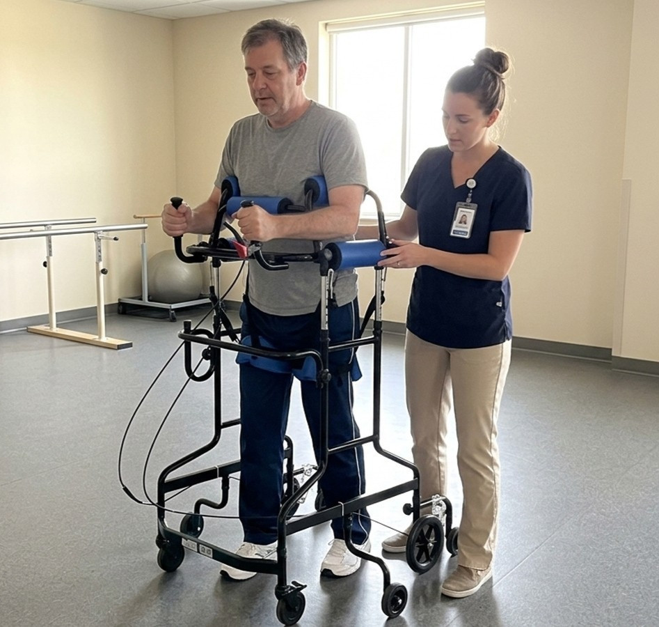Adult Standing Walker for Seniors, Hemiplegia Standing & Lower Limb Training