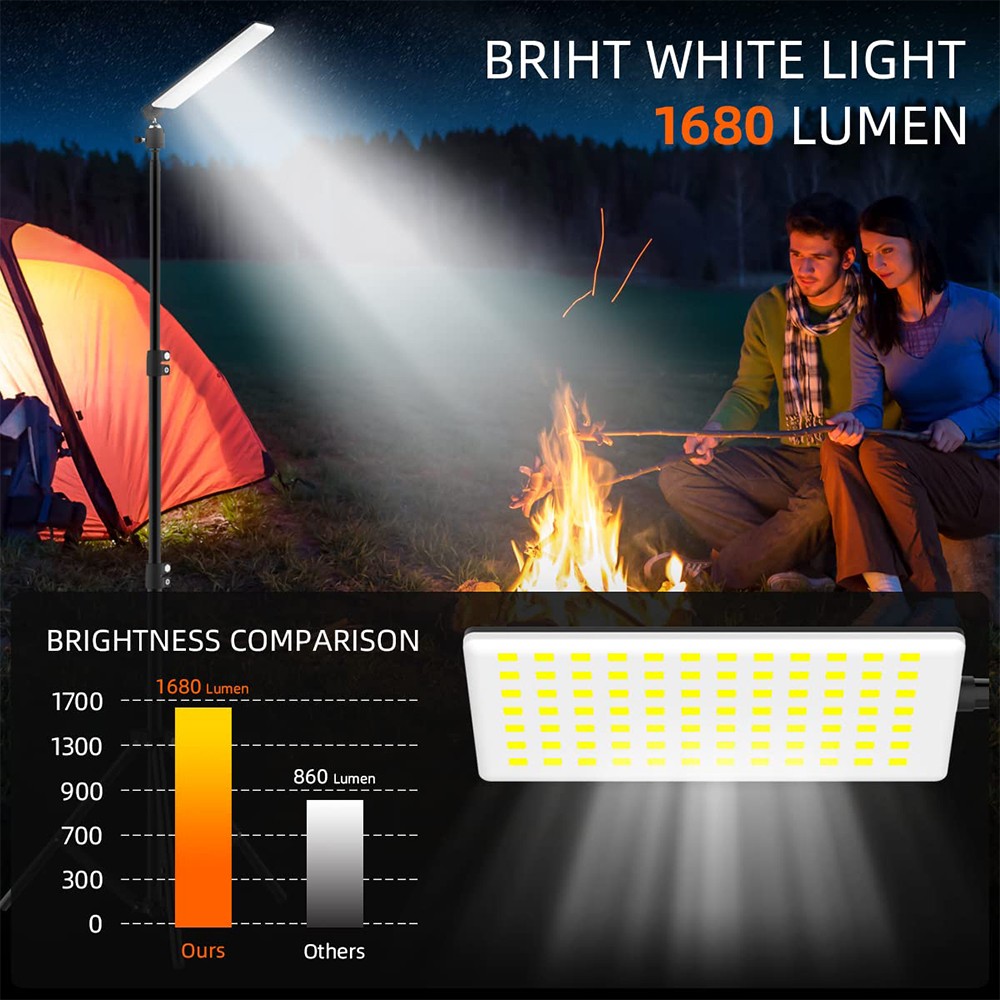 Outdoor Camping Light Super Bright LED Grill Work Light Stand Telescoping Tripod