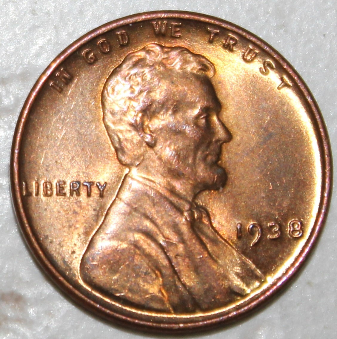 1938 1C RD Lincoln Cent  UNC  0686