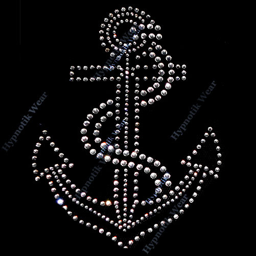 Rhinestone Transfer " Crystal Anchor " Iron On, Hotfix, Iron On, Boat Anchor