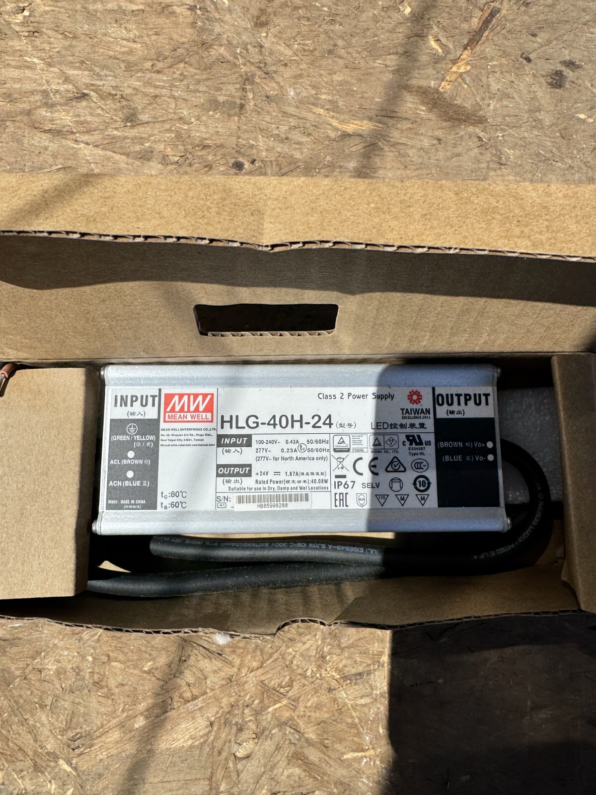 MeanWell Power Supply LED Driver Water HLG-40H-24 NEW!