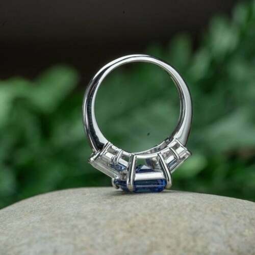 Lab-Created Emerald Cut 3.60 Ct Blue Sapphire Wedding Ring 925 Sterling Silver