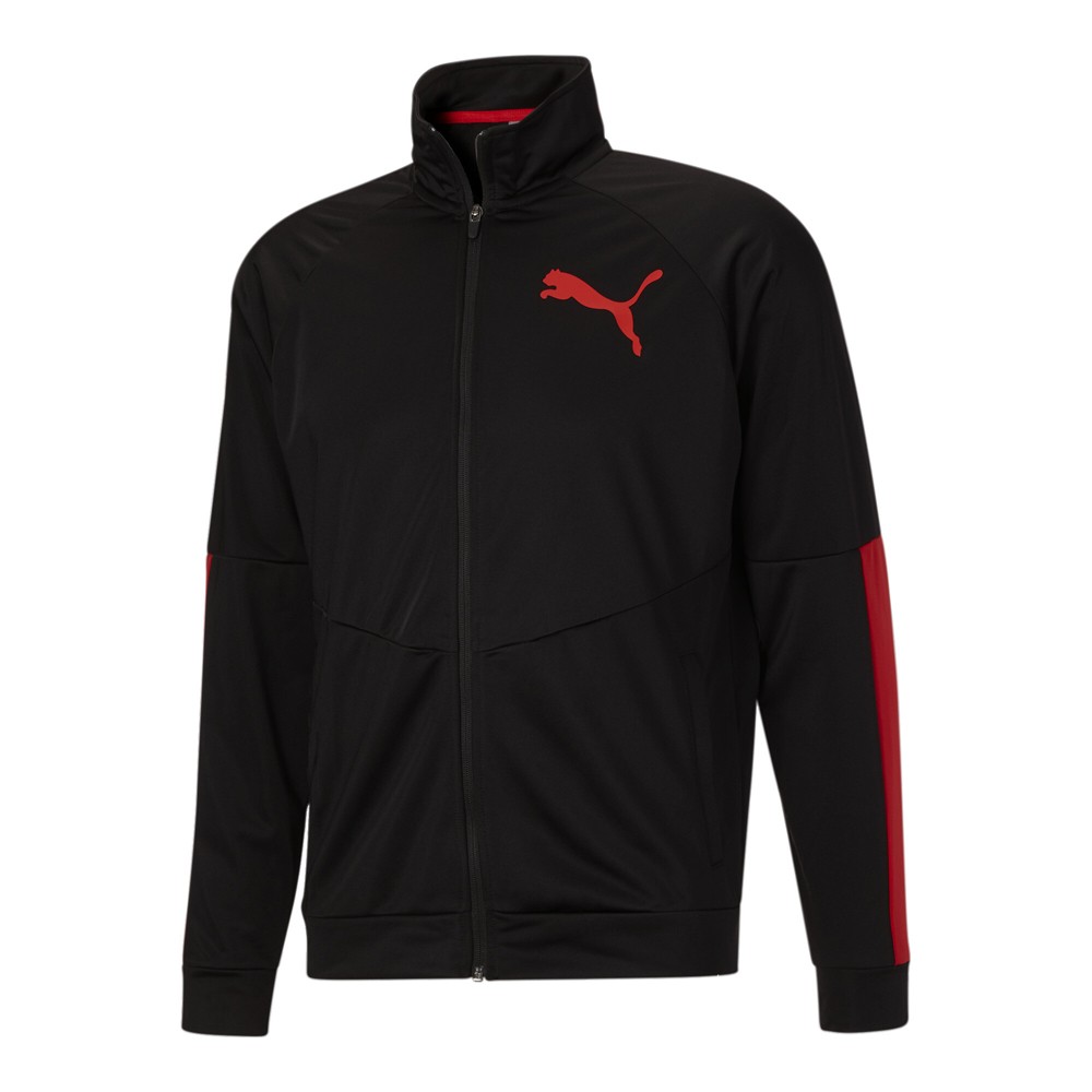 PUMA Contrast 2.0 Full Zip Track Jacket Mens Black Casual Athletic Outerwear 531