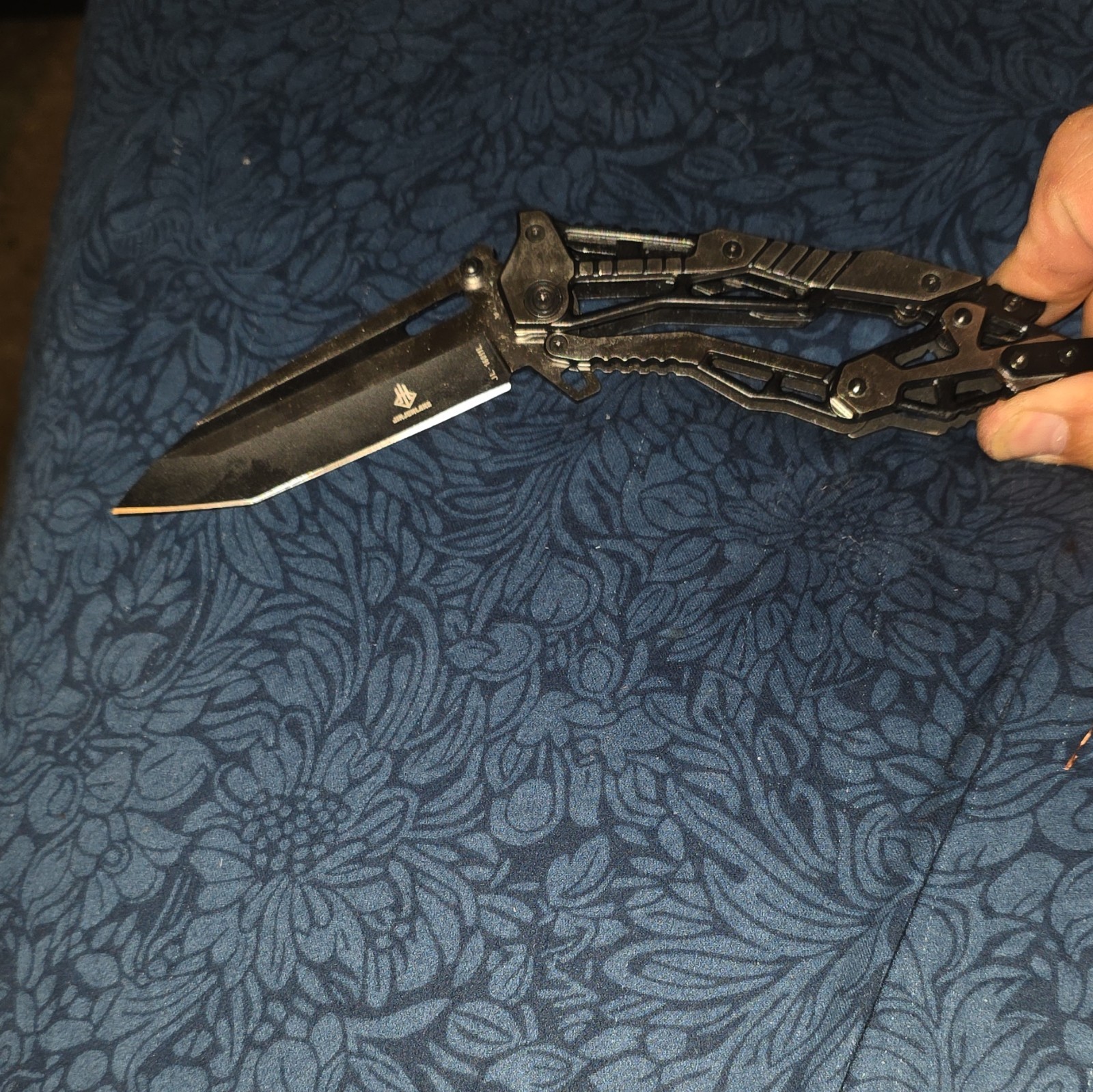 AK Folding Multi-Tool Pocket Knife, Metal Handle, Black Blade, Belt Clip