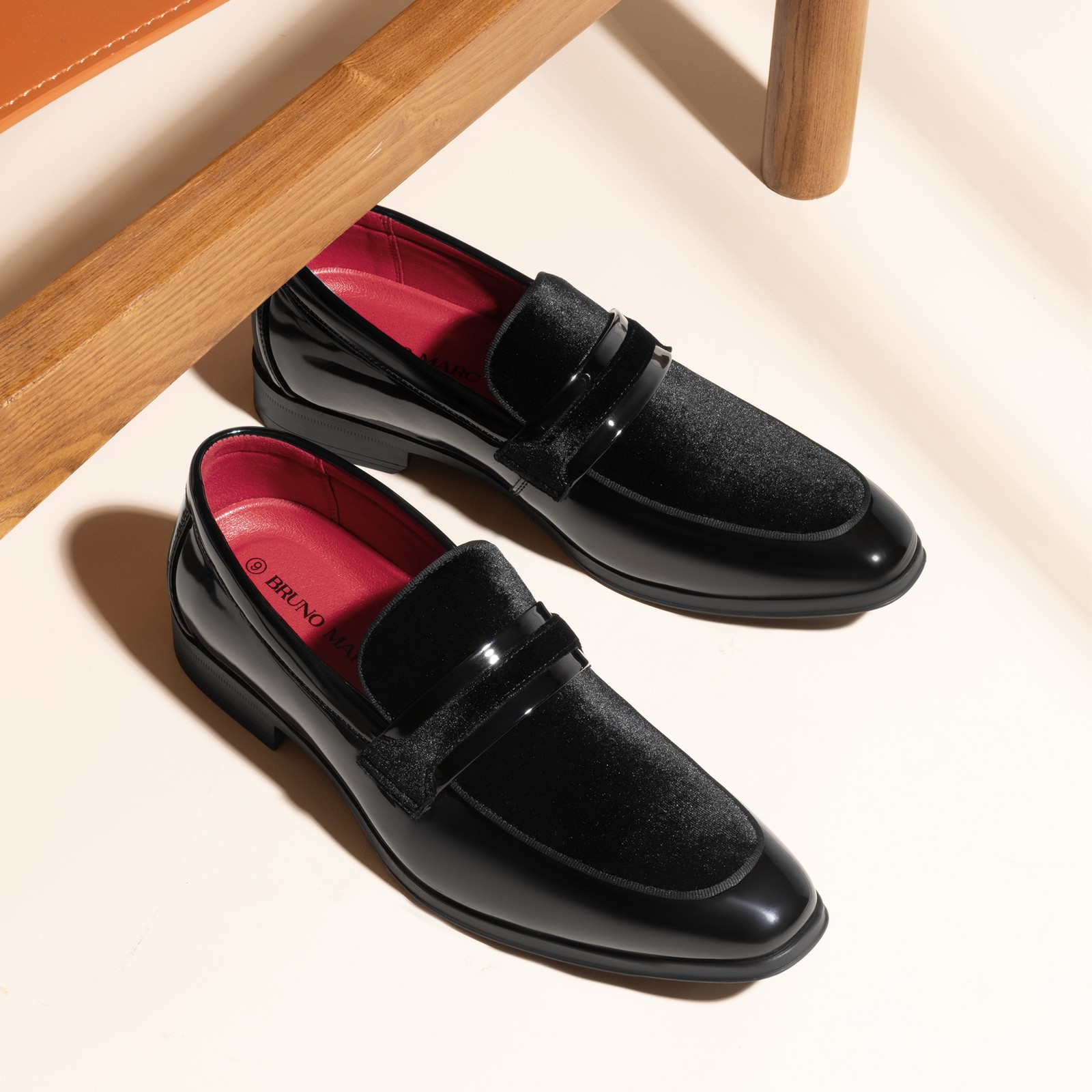 Men's Fashion Tuxedo Patent Loafers Classic Velvet Slip-on Dress Shoes Black