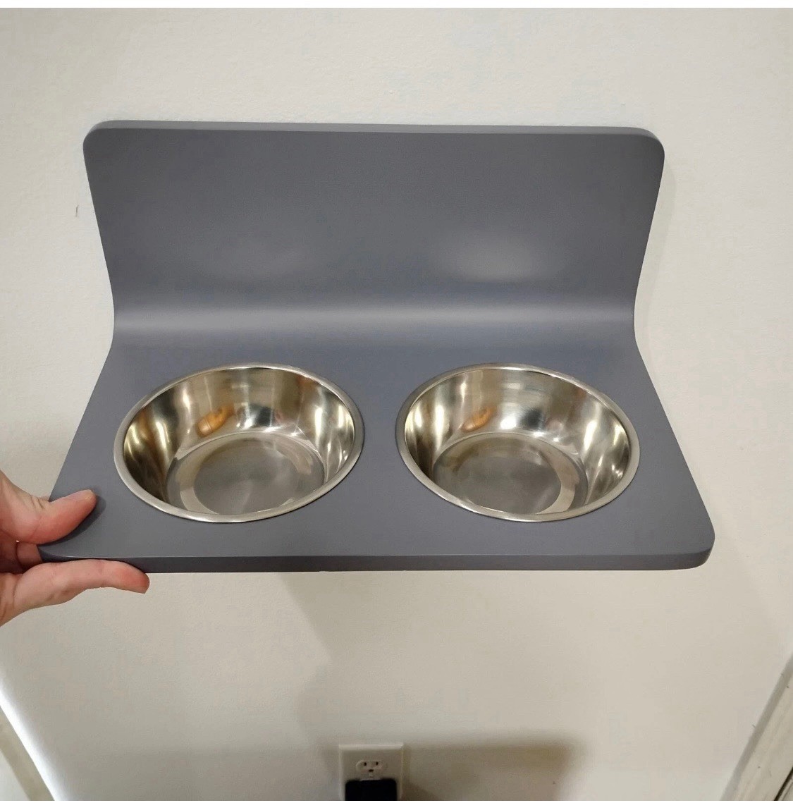 COCOMO Wall Mounted Pet Bowls, Minimalist Dog Bowls, Aesthetic Gray