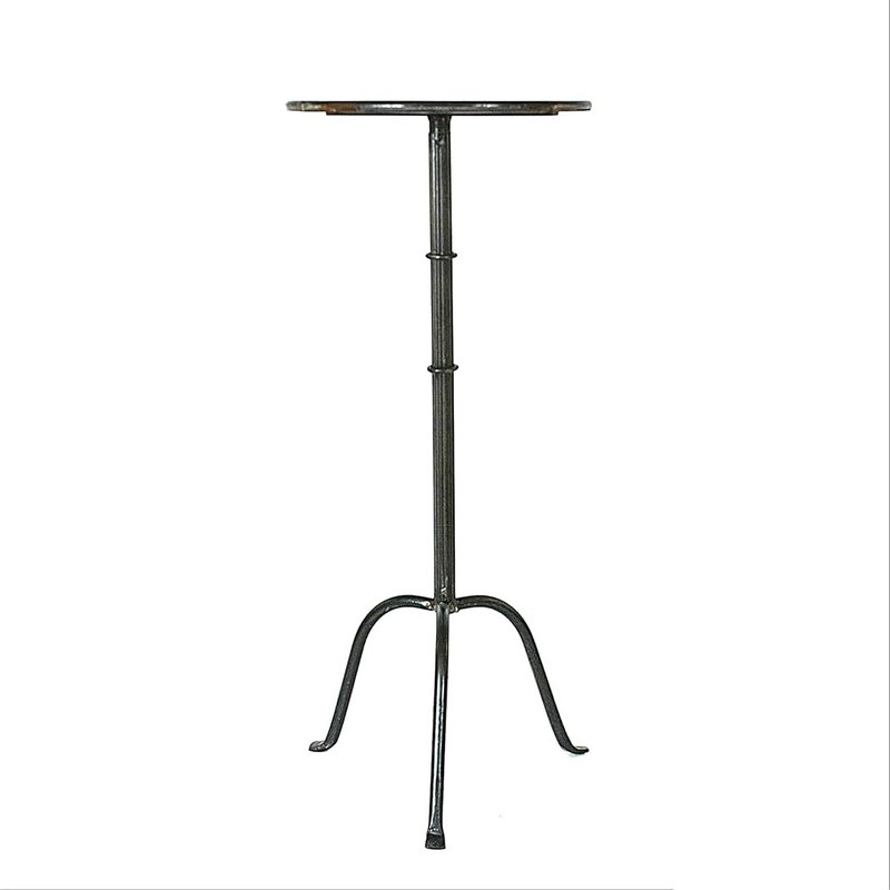 Sleek Metal Martini Side Table Modern Accent Table W/ Round Top Slim Stem New