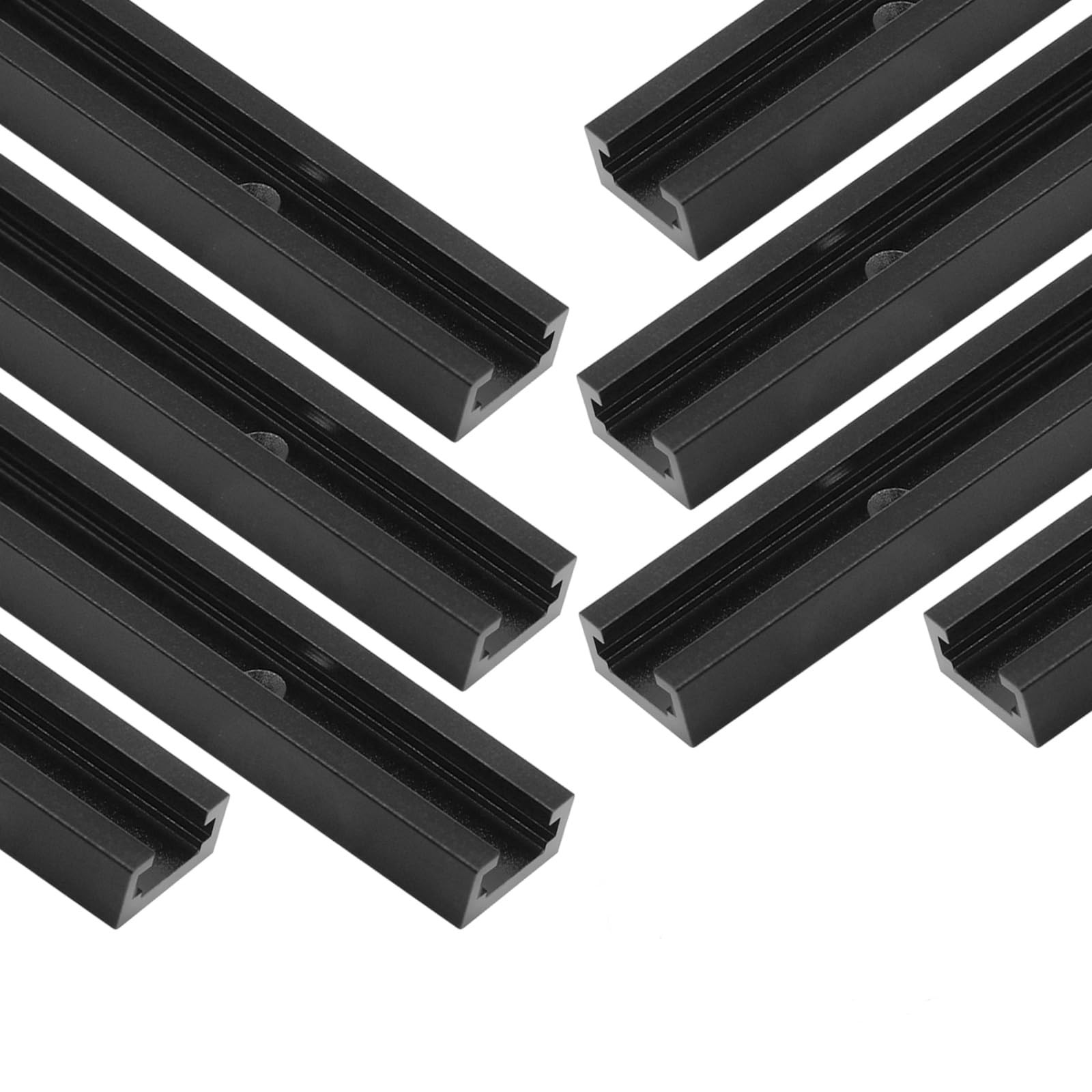 8 Pack Black 12 Inch Aluminum TTrack Woodworking DoubleCut Rail