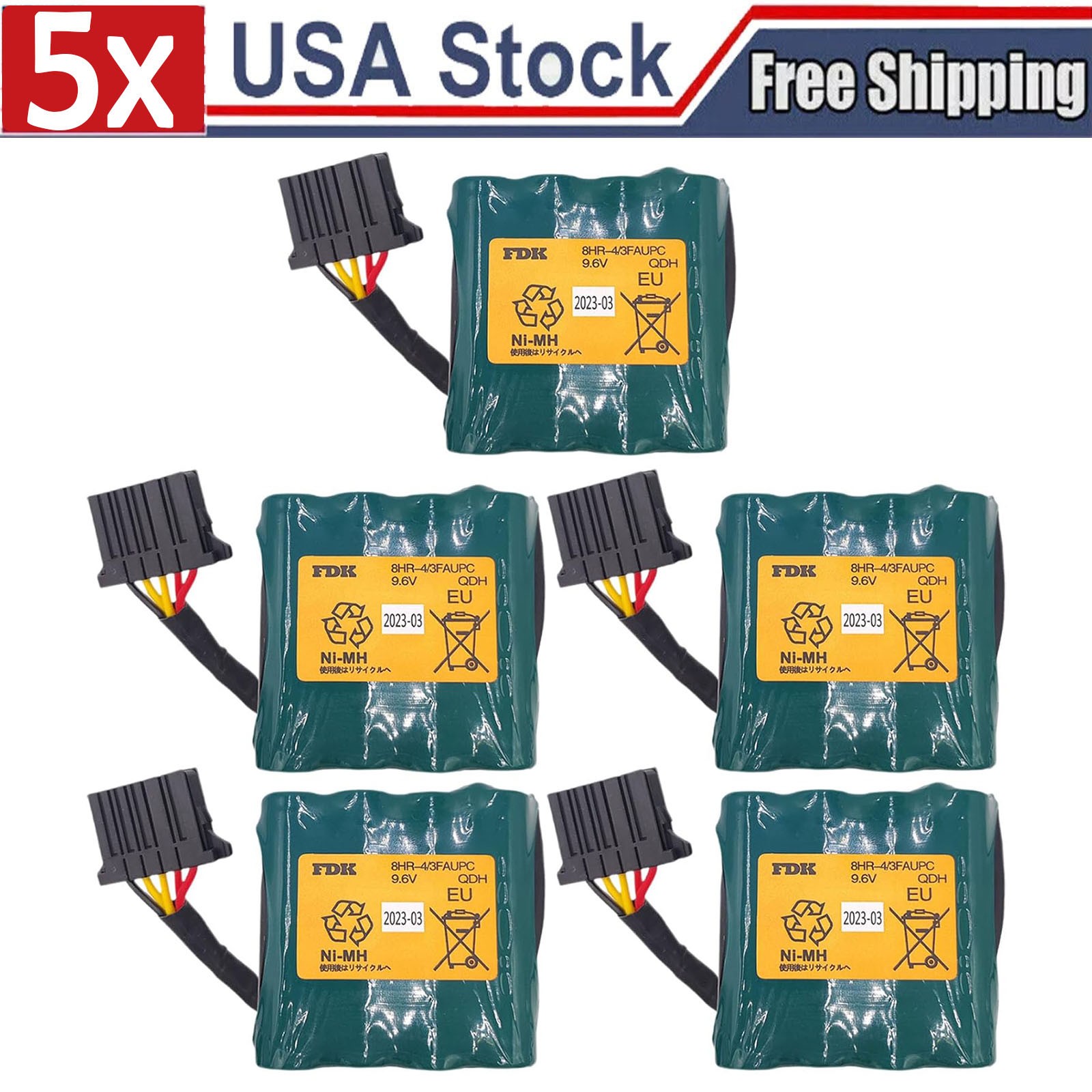 ❏ 5X 8HR-4/3FAUPC 9.6V rechargeable battery For Okuma Machine Tool E5503-07E-001