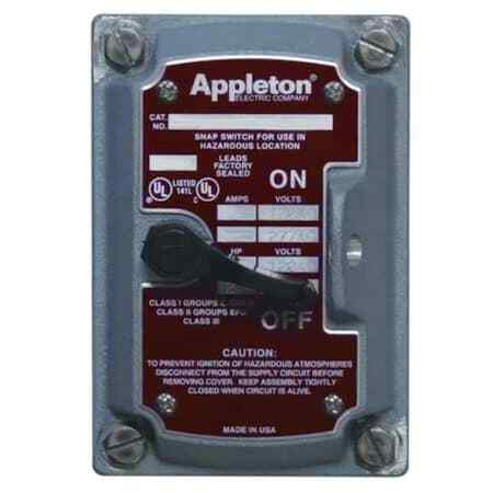 Appleton Electric Edsf12 Switch Cover, 1-Pole Or 2-Pole, 1Gang, A