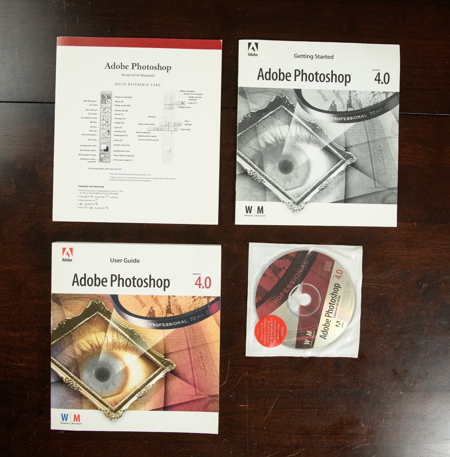 Adobe Photoshop 4.0 User Guide Manual, Tutorial CD, Getting Started Guide, etc.