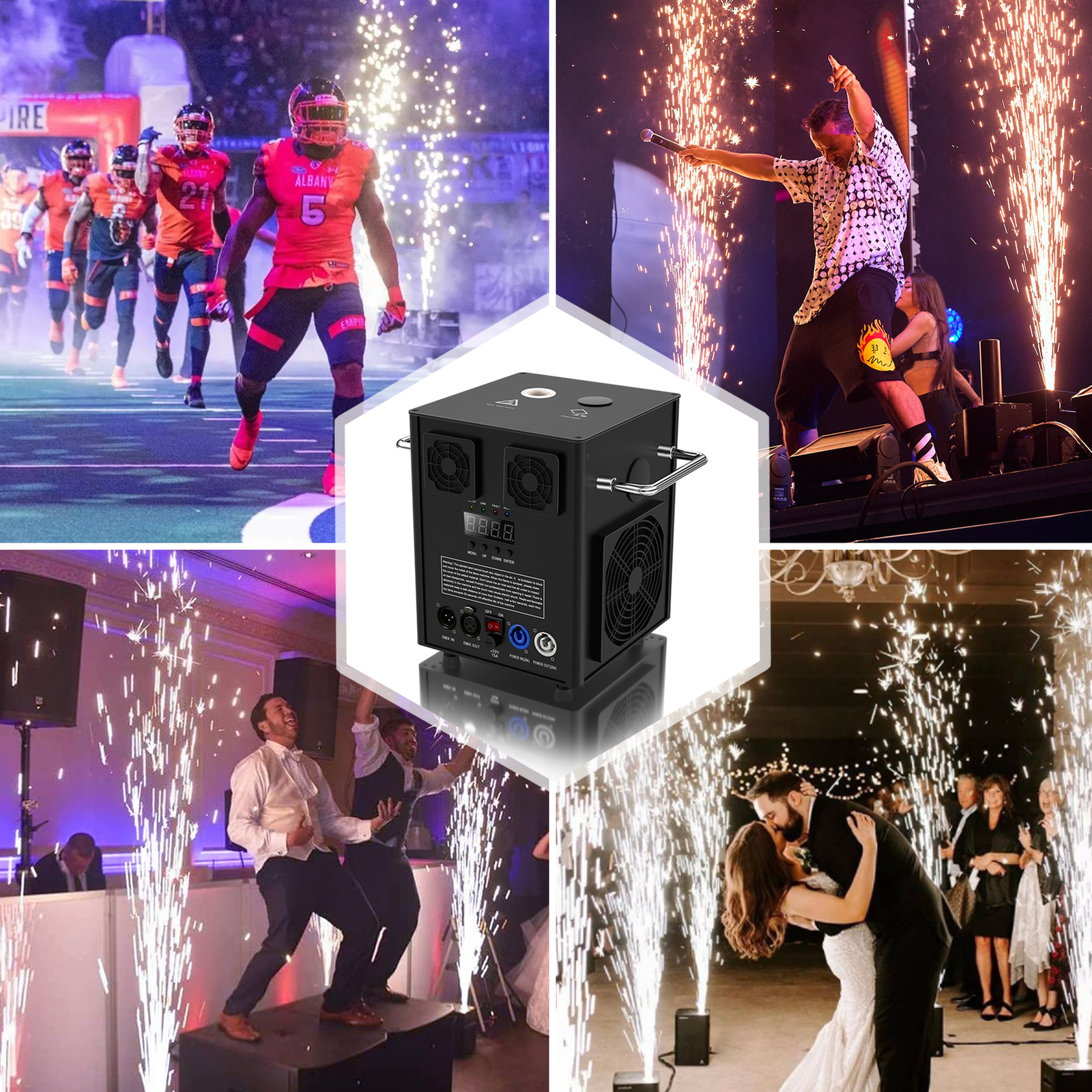 2PCS 700W DMX Cold Spark Machine Firework Machine Wedding &Flight Case