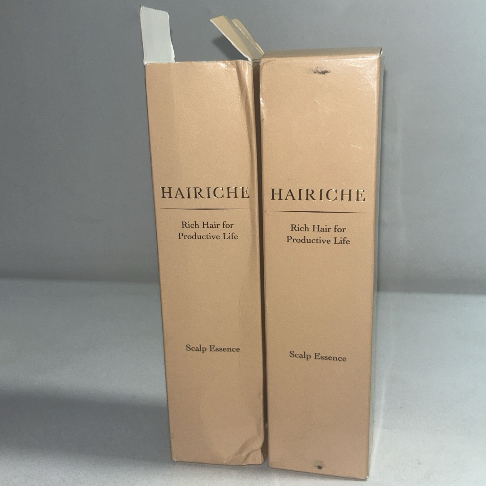 2 New Hairiche Scalp Essence, 100 mL Each, Damaged Boxes