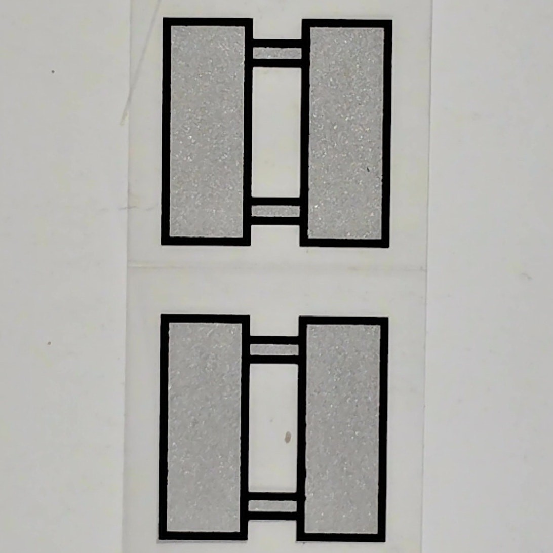 Officer Rank O-3 Decal – Double Silver Bars 1" x 1.5" Each, Mylar Vinyl, 2-Pack